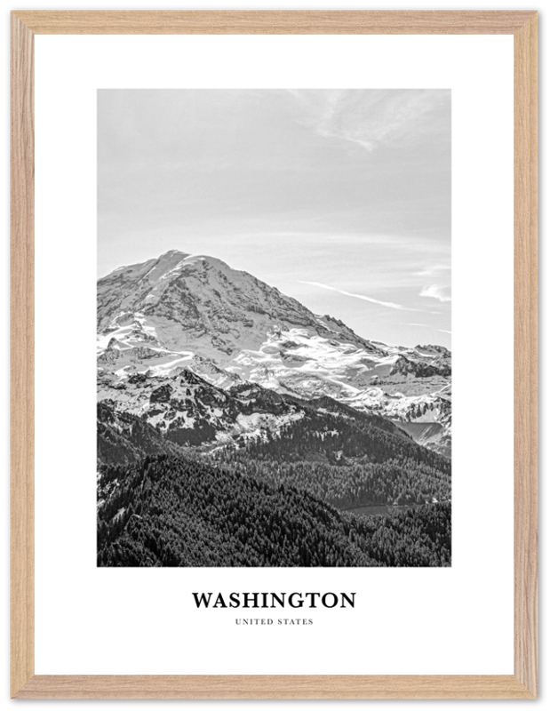 Washington (State) Portrait B&W No 2 Poster