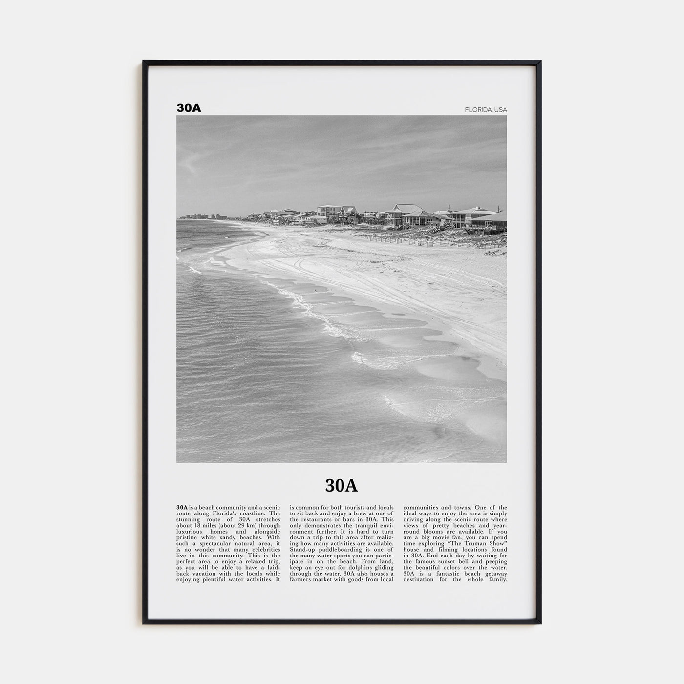 30A Travel B&W Poster