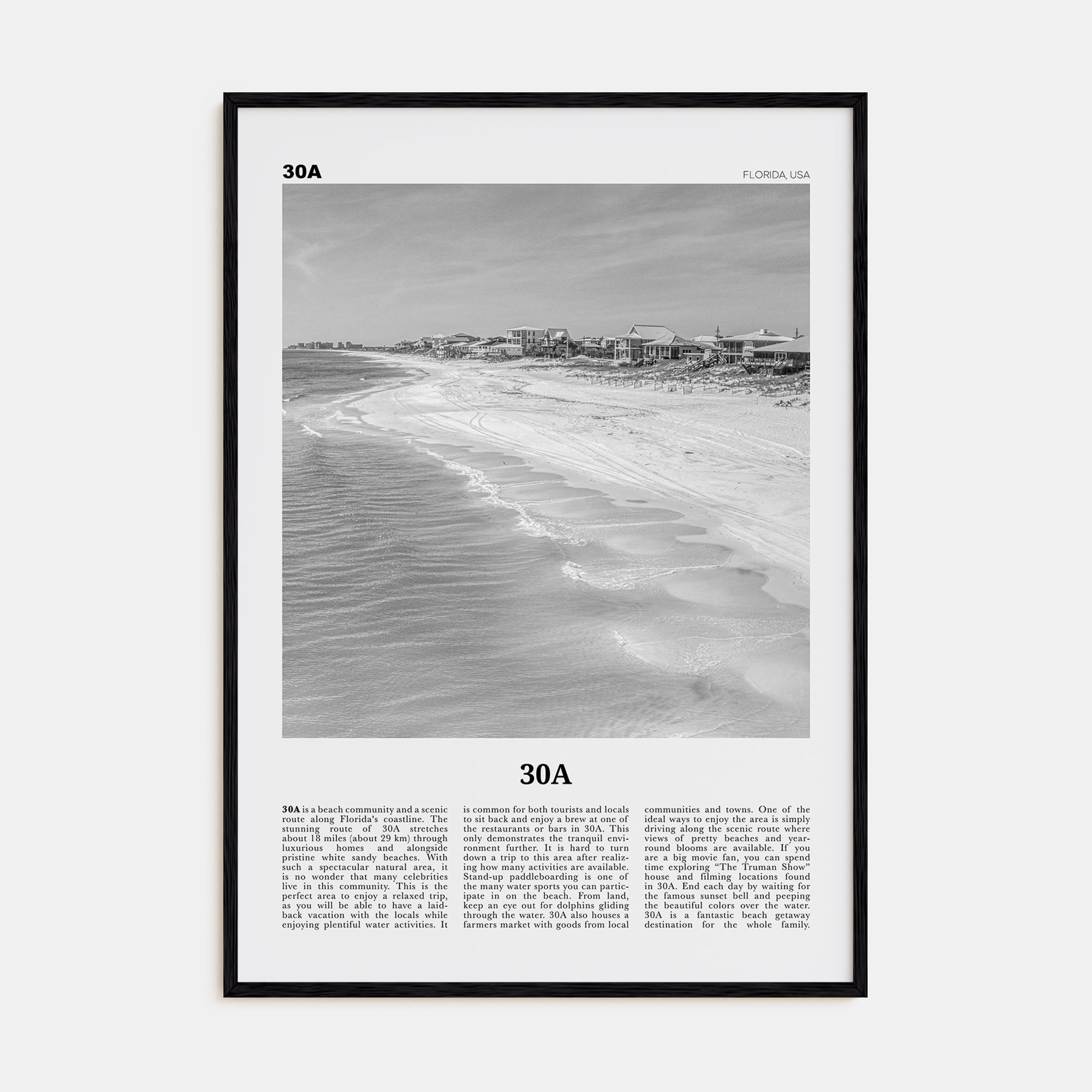30A Travel B&W Poster
