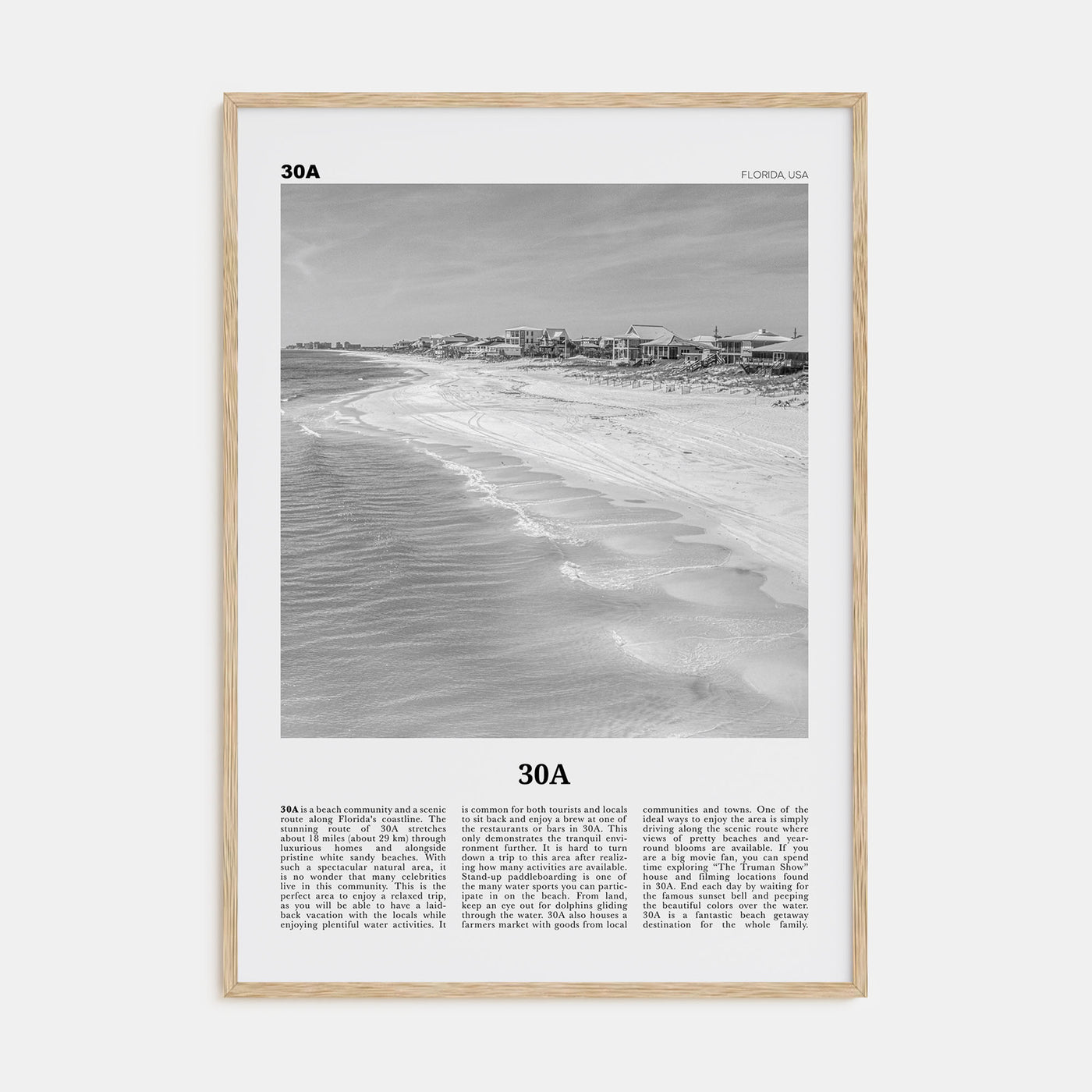 30A Travel B&W Poster