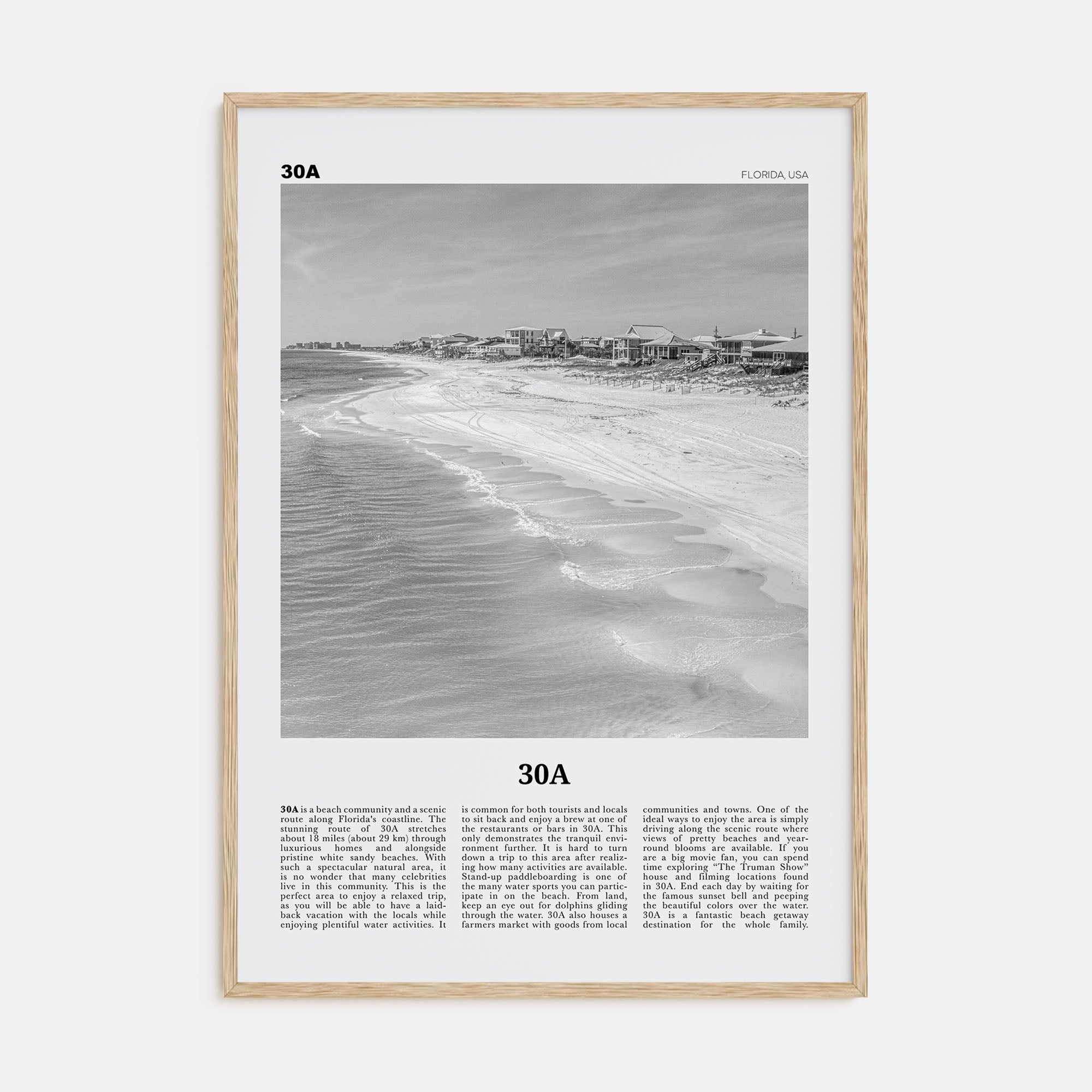 30A Travel B&W Poster