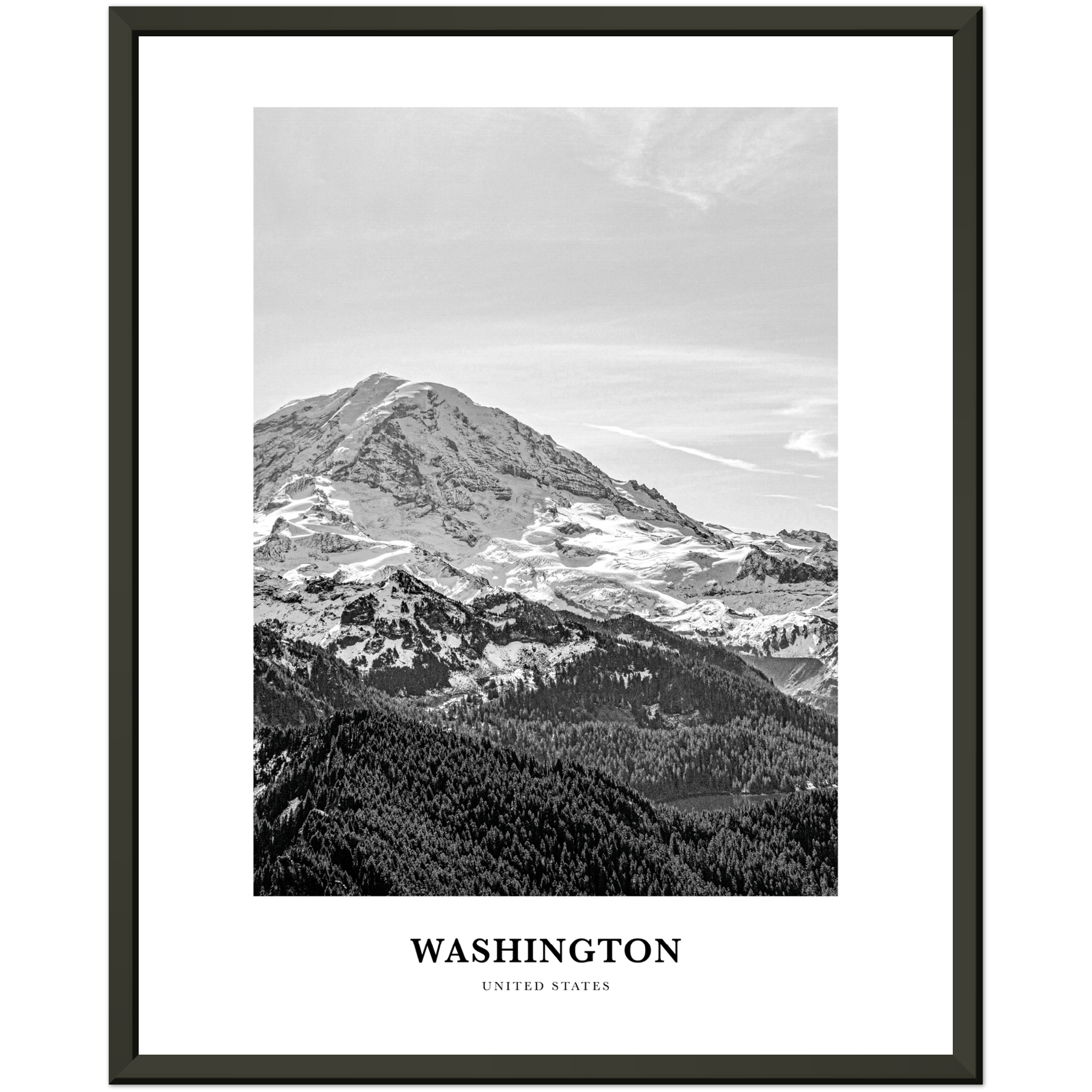 Washington (State) Portrait B&W No 2 Poster