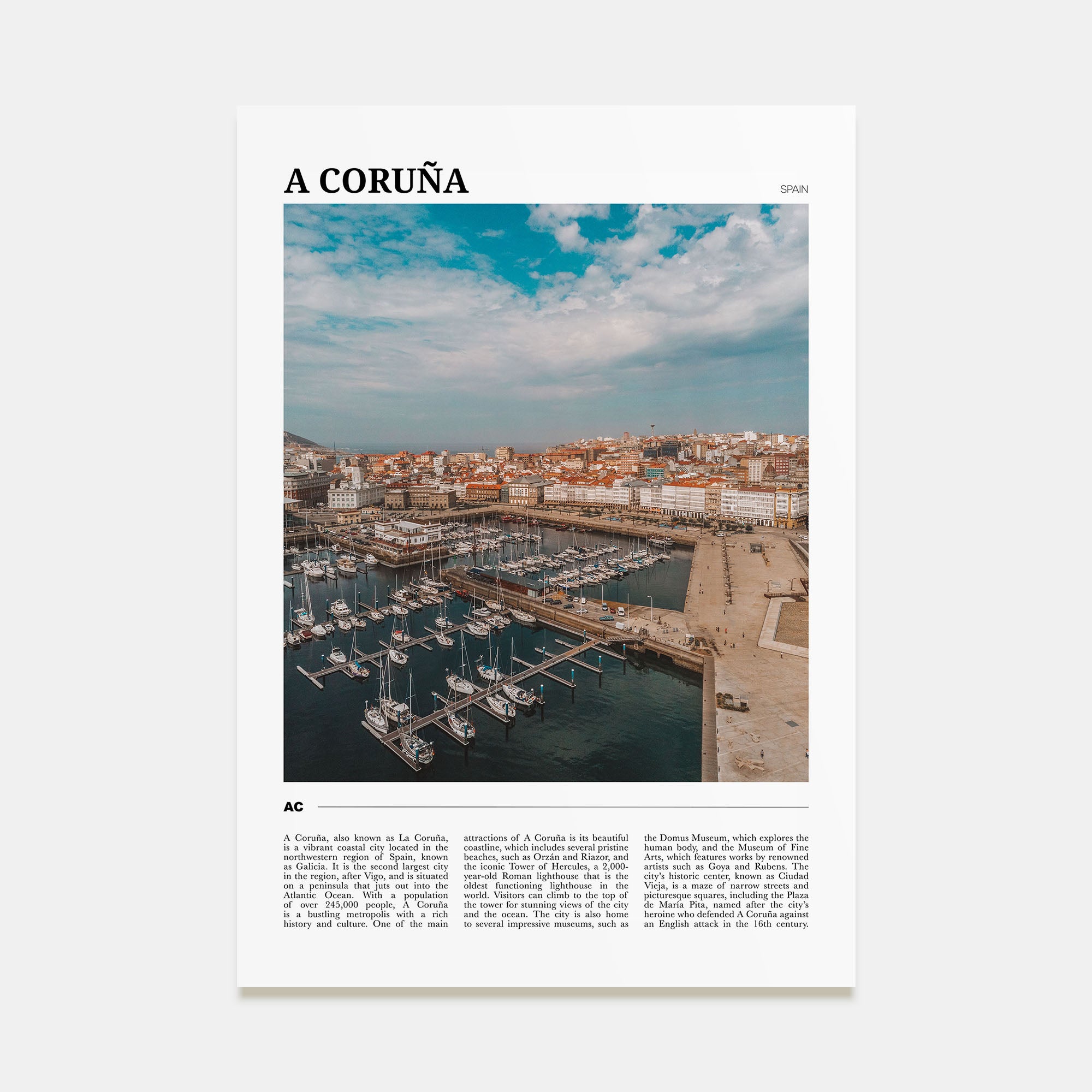 A Coruña Travel Color Poster