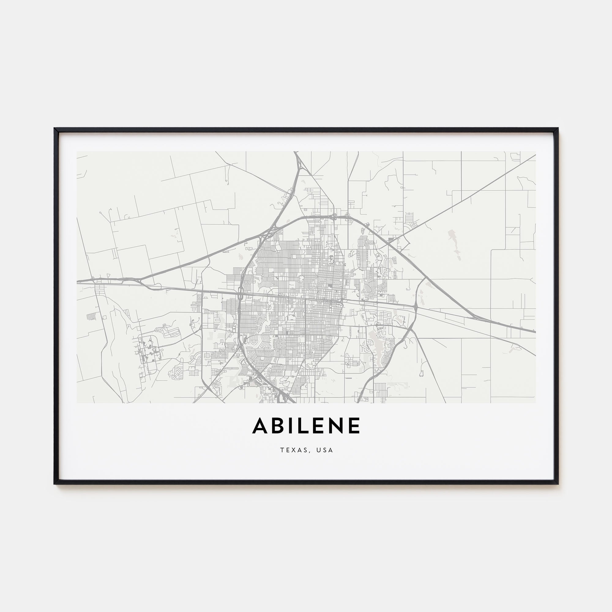 Abilene Map Landscape Poster