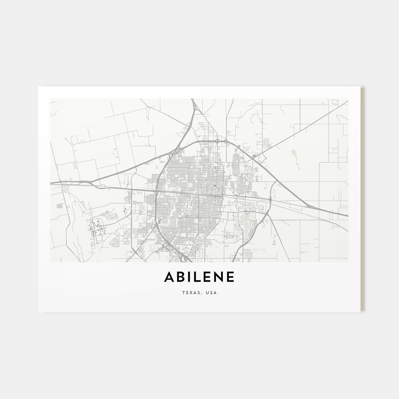 Abilene Map Landscape Poster