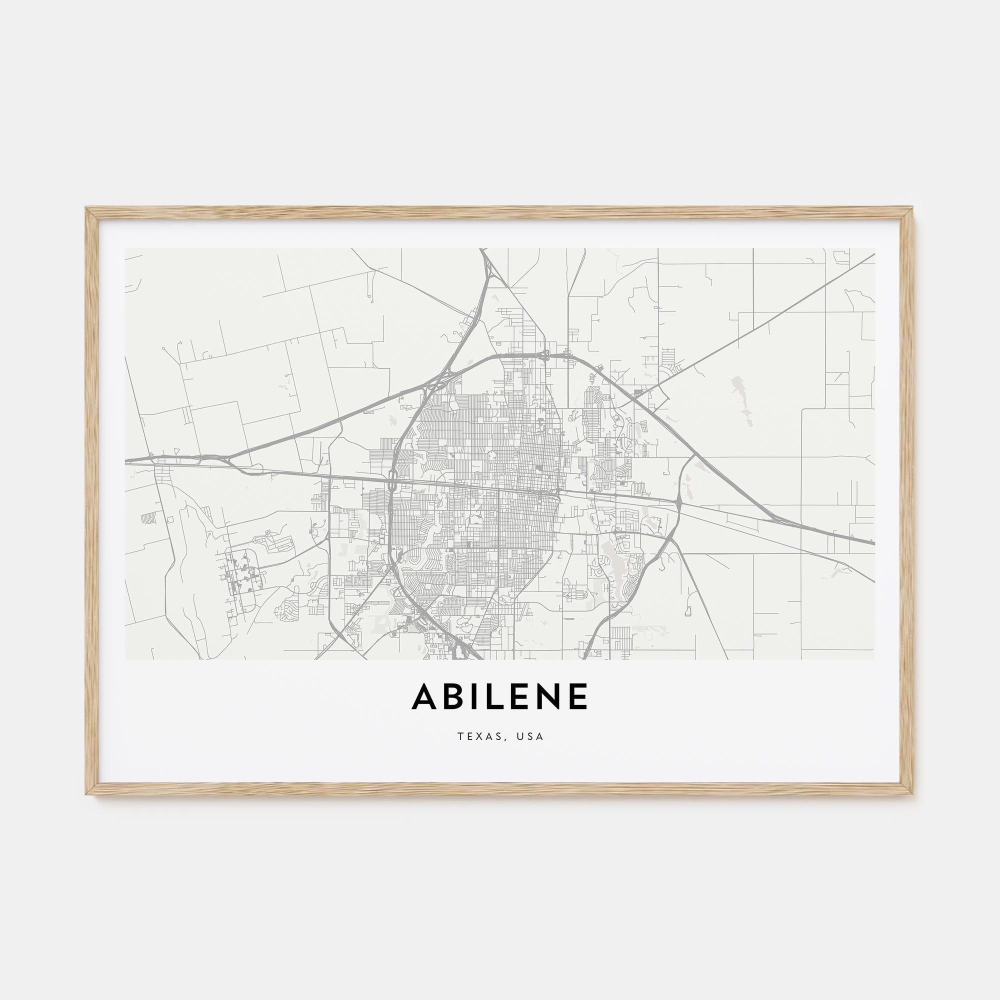 Abilene Map Landscape Poster