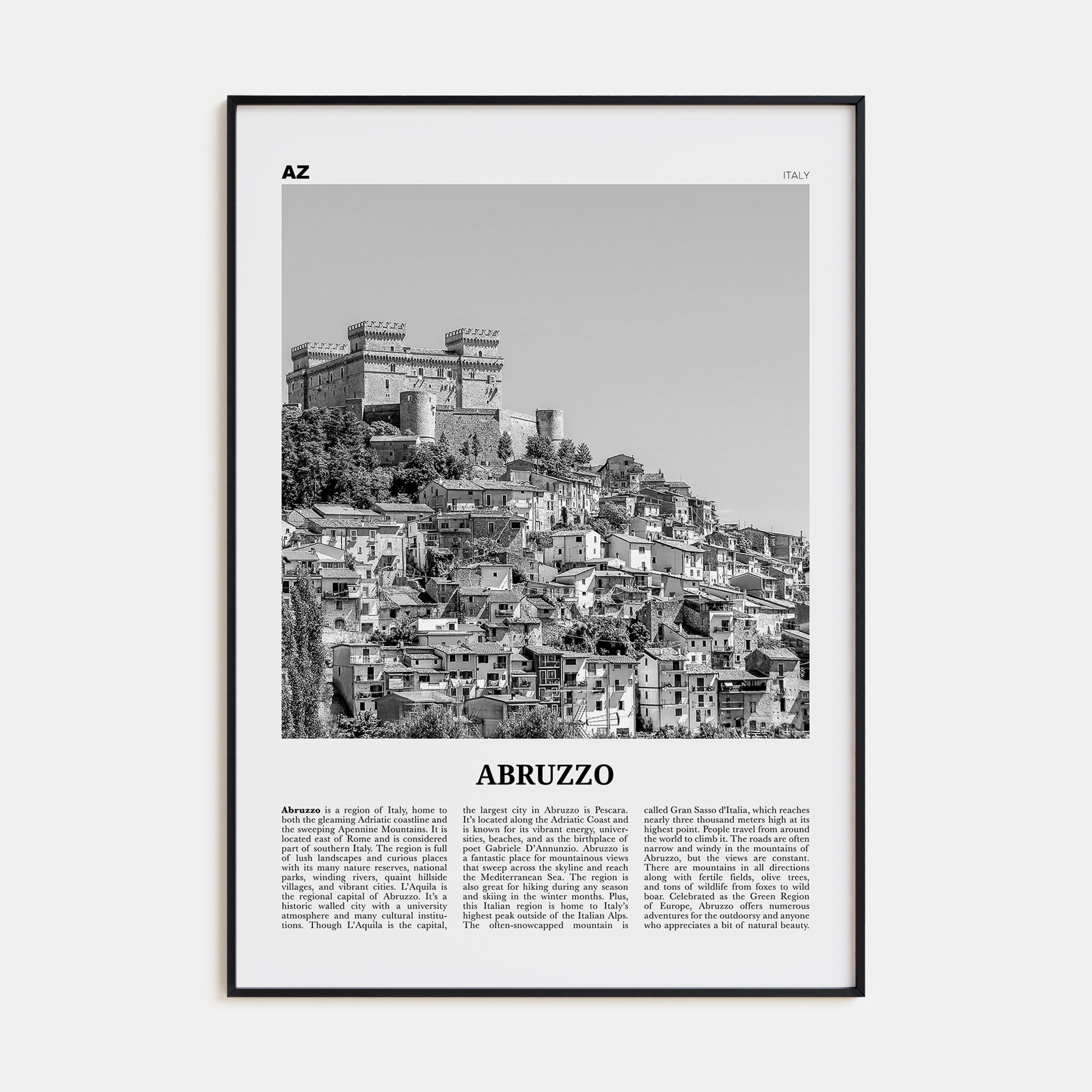 Abruzzo Travel B&W No 1 Poster