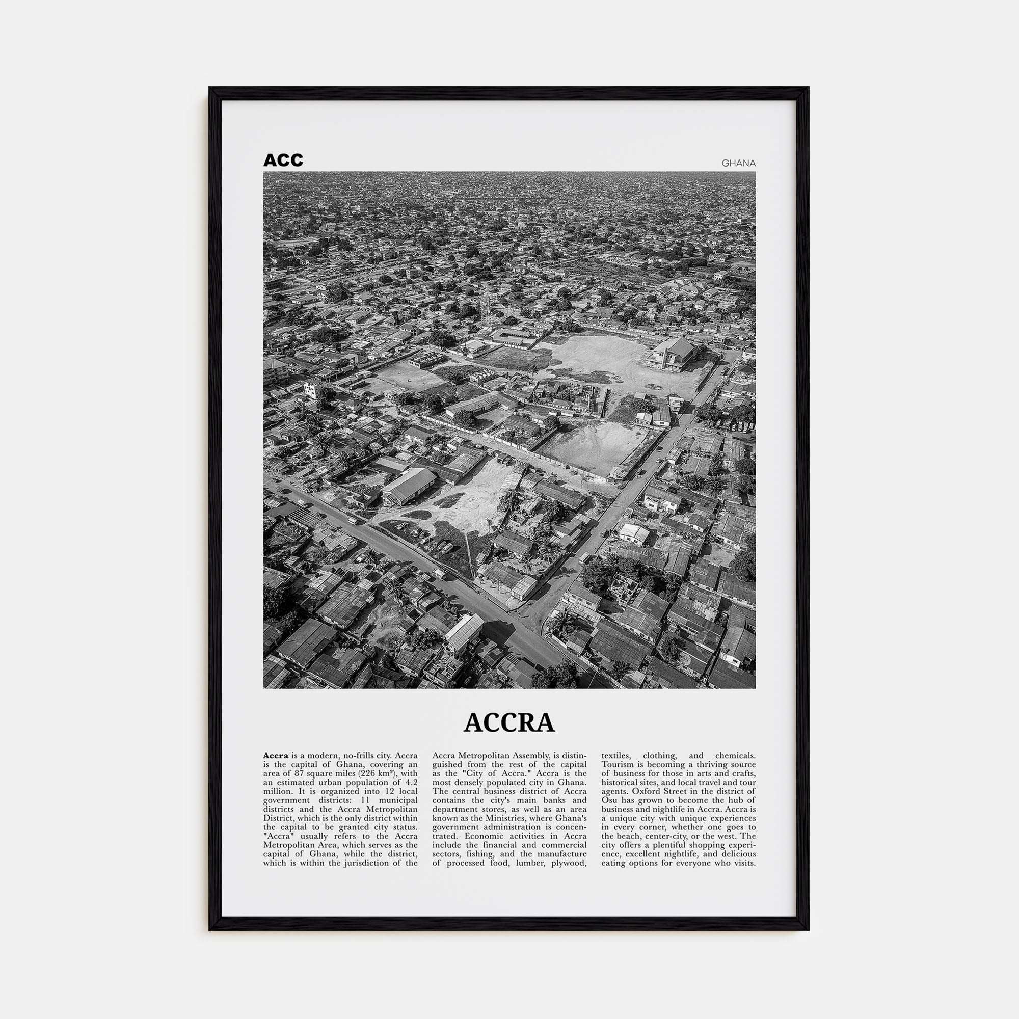 Accra Travel B&W Poster