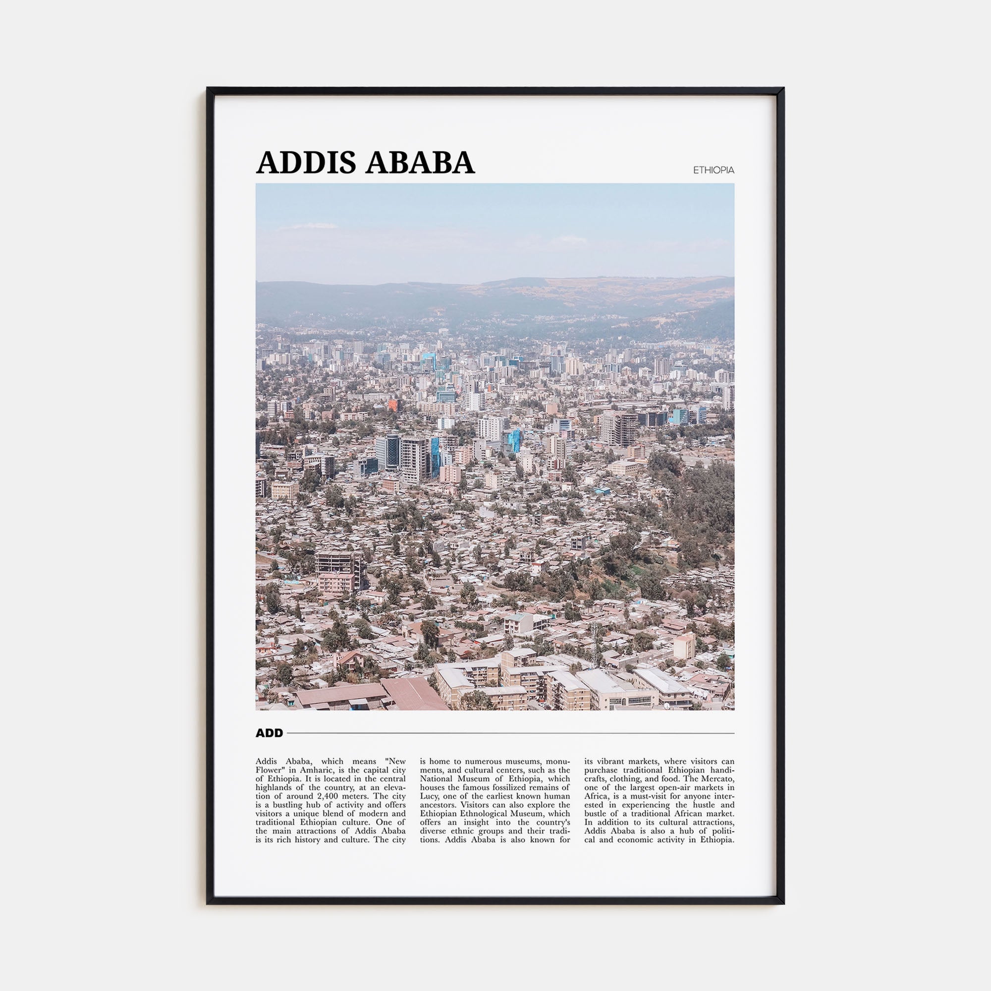 Addis Ababa Travel Color Poster