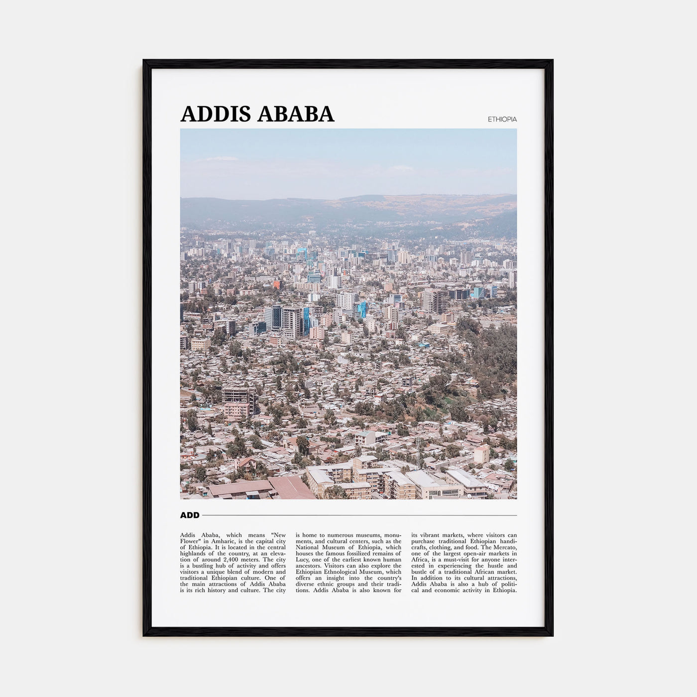 Addis Ababa Travel Color Poster