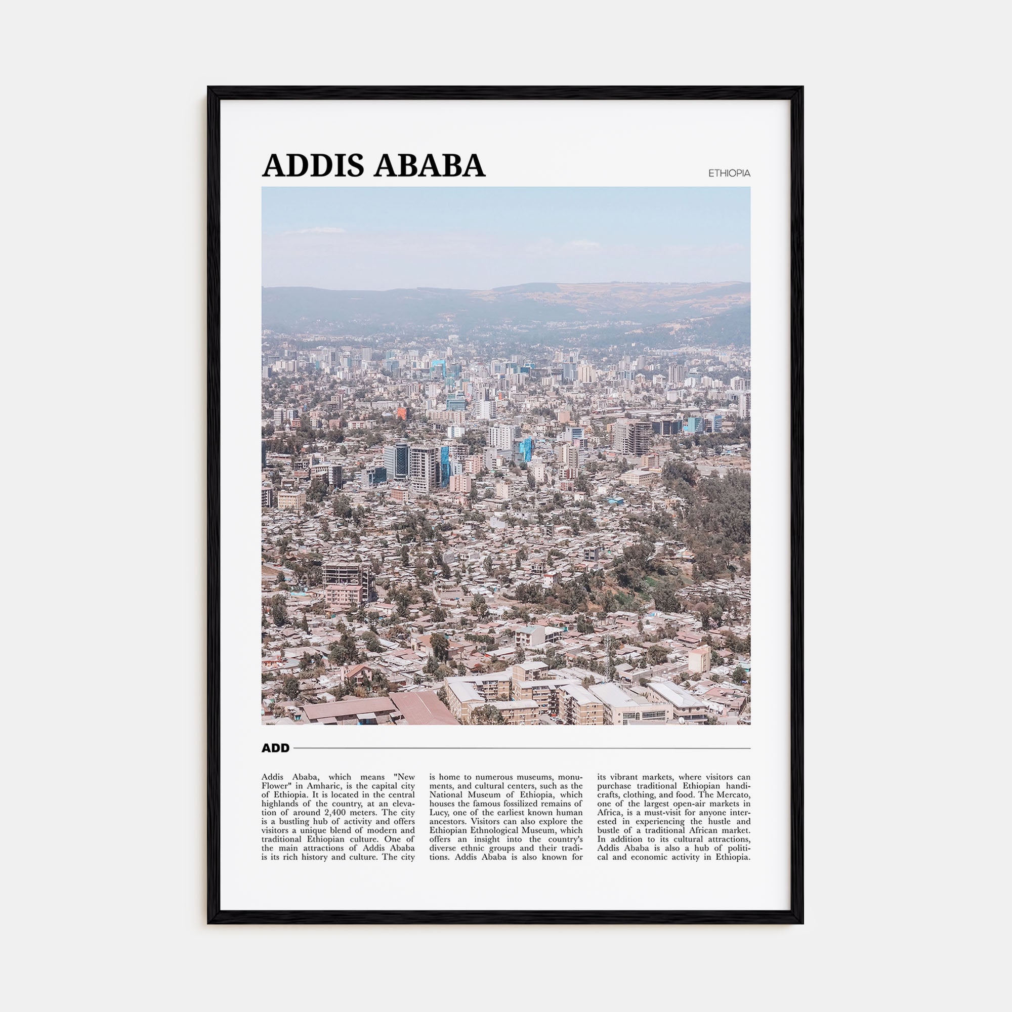 Addis Ababa Travel Color Poster