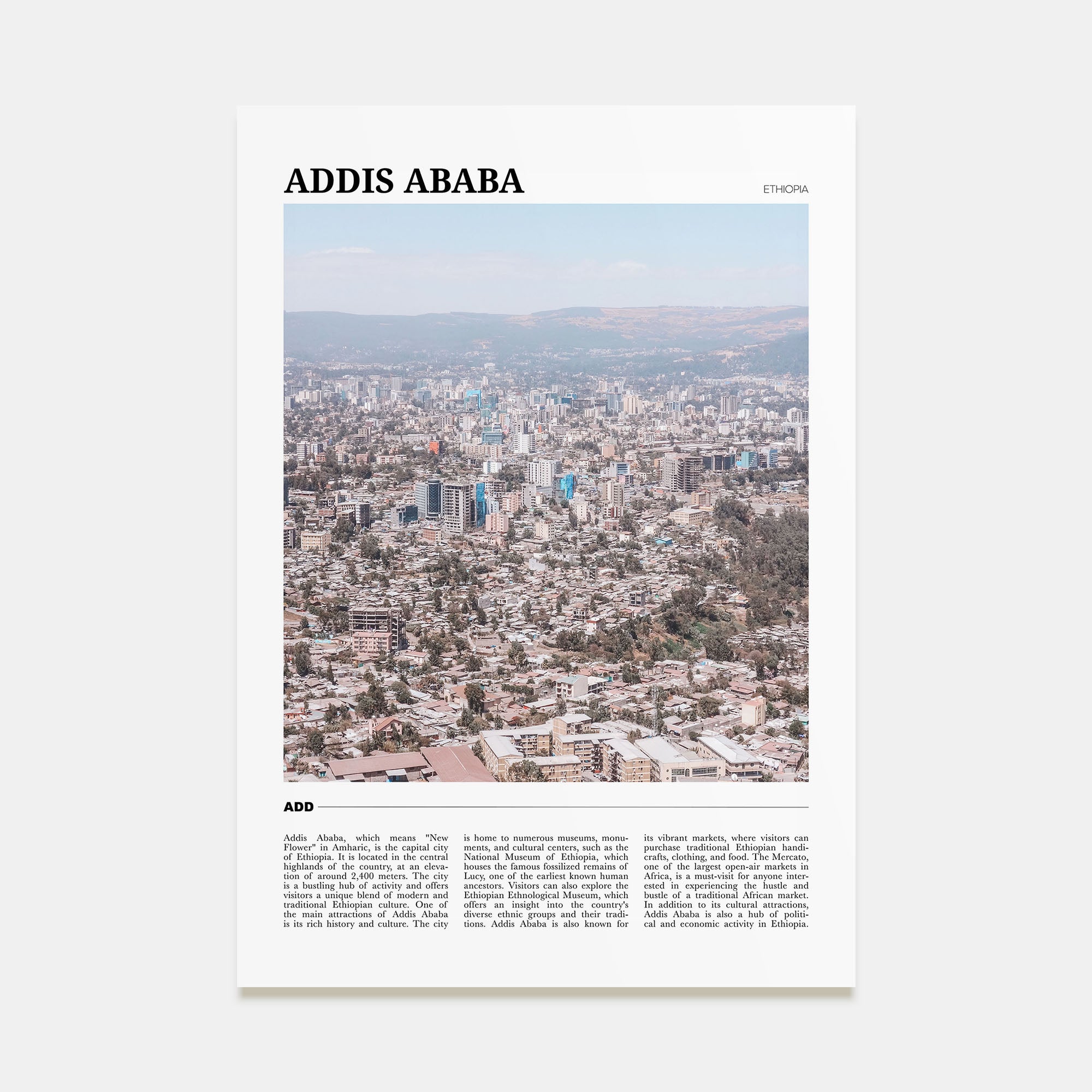 Addis Ababa Travel Color Poster