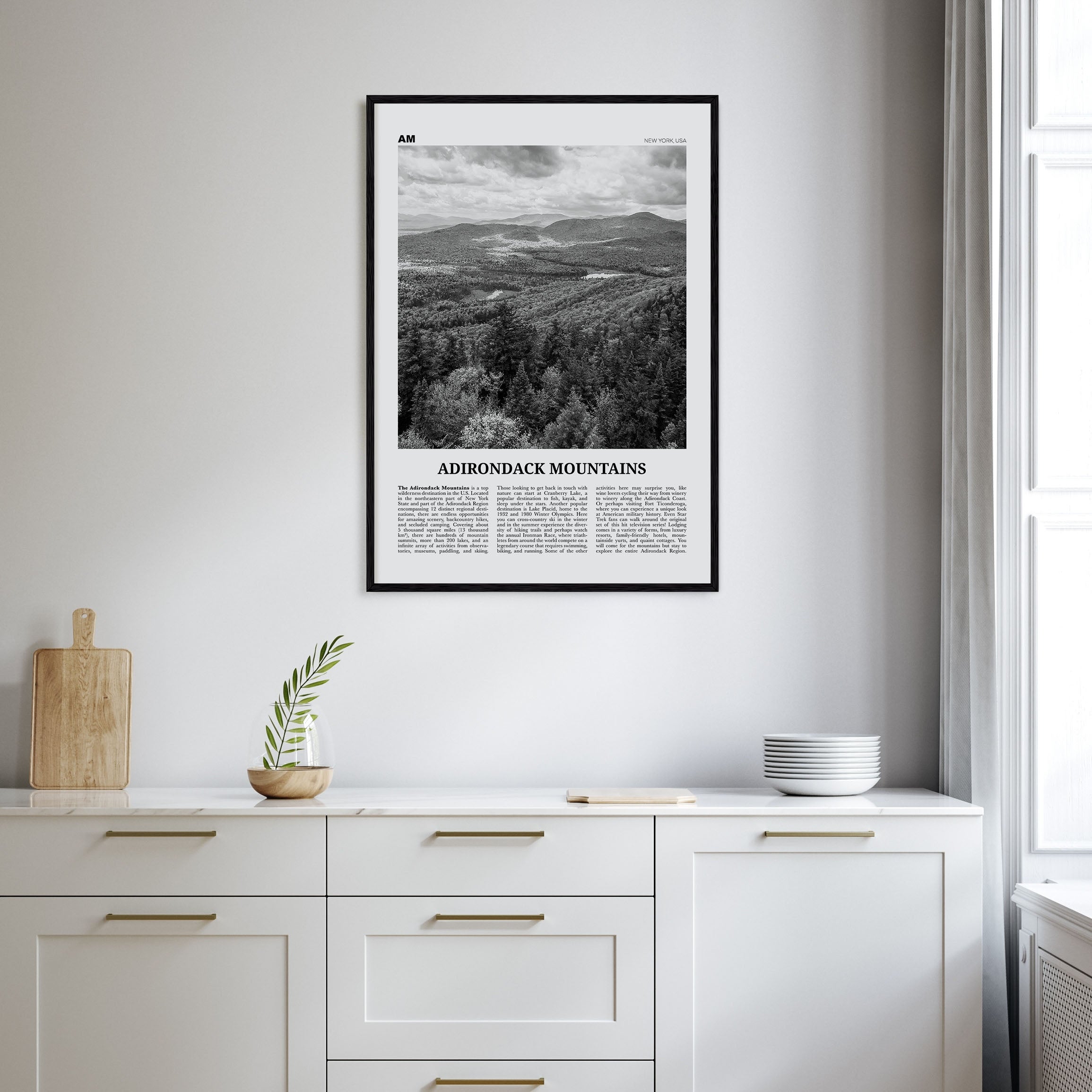 Adirondack Mountains Travel B&W Poster