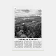 Adirondack Mountains Travel B&W Poster