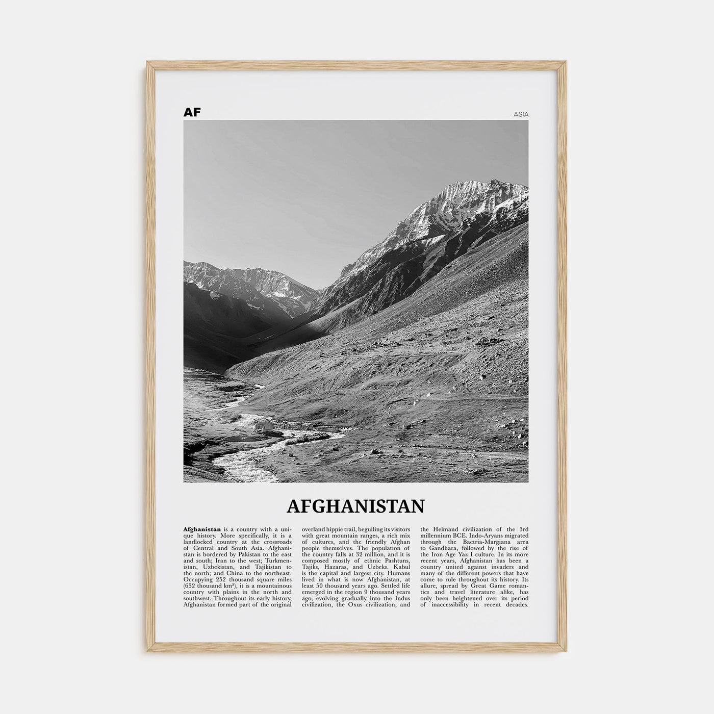 Afghanistan Travel B&W No 1 Poster