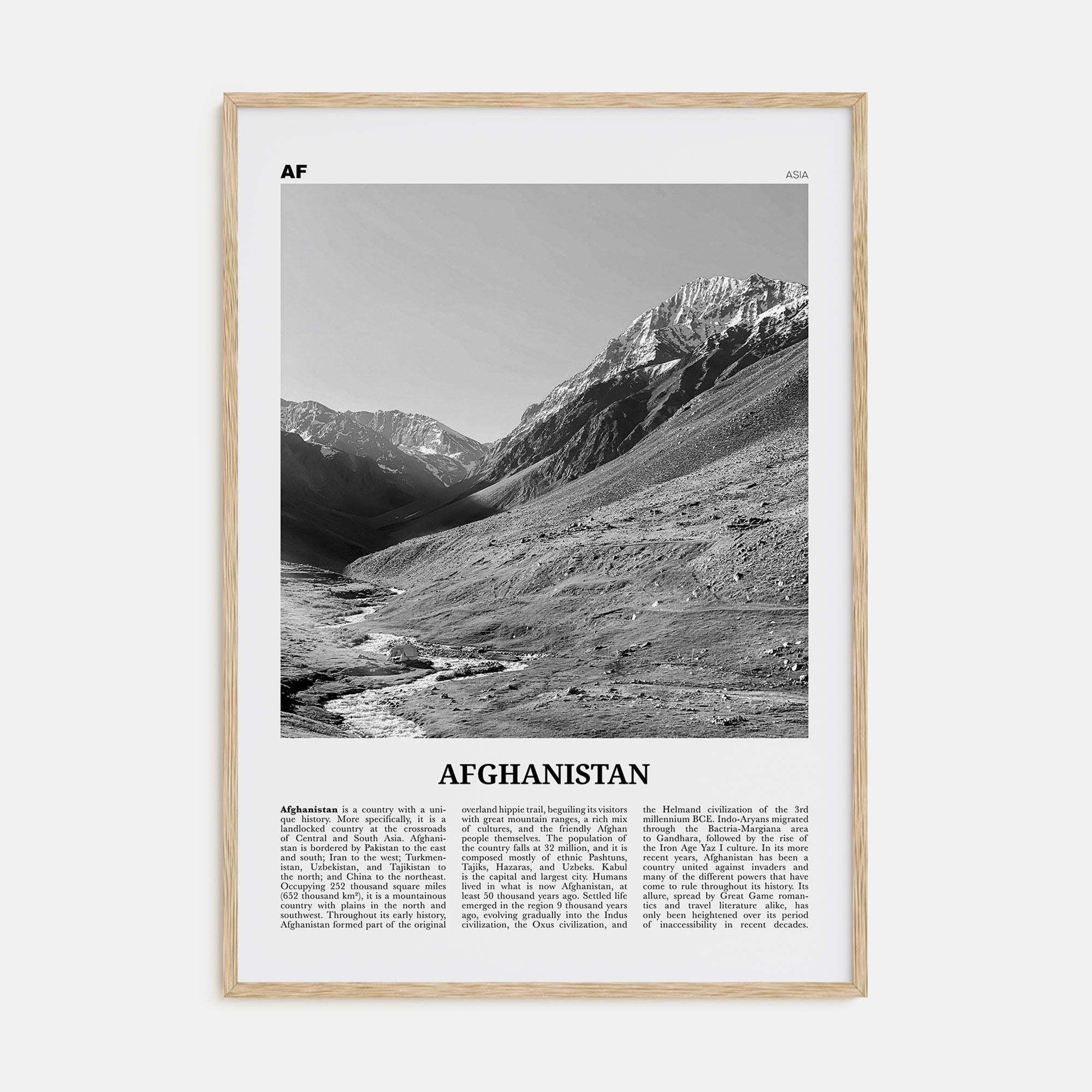 Afghanistan Travel B&W No 1 Poster