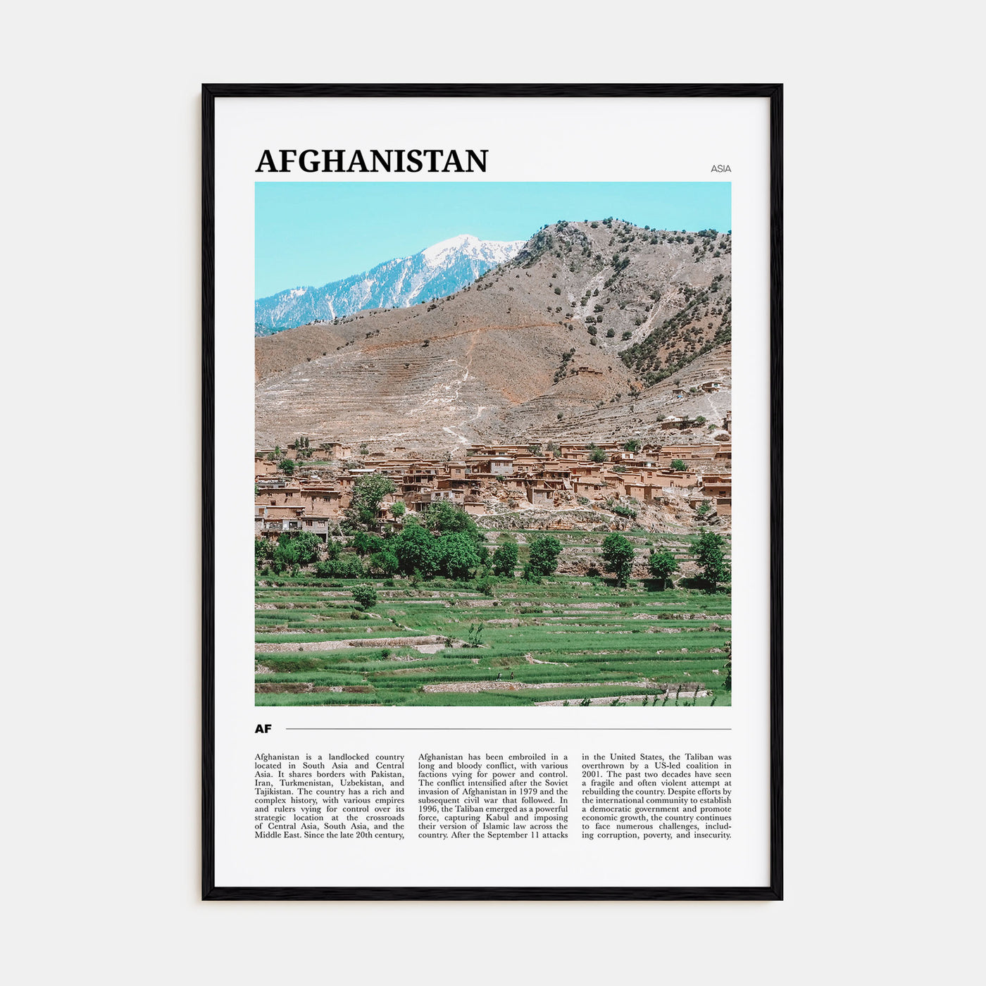 Afghanistan Travel Color Poster