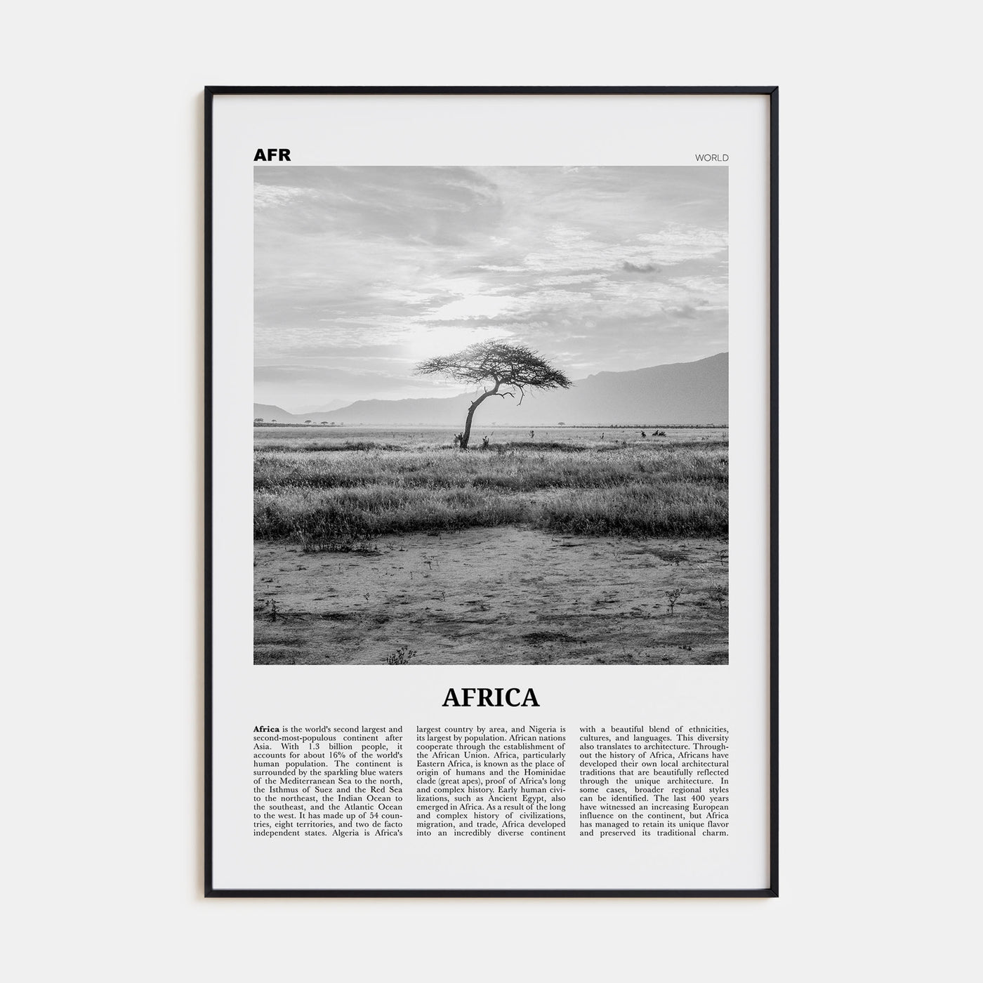 Africa Travel B&W Poster