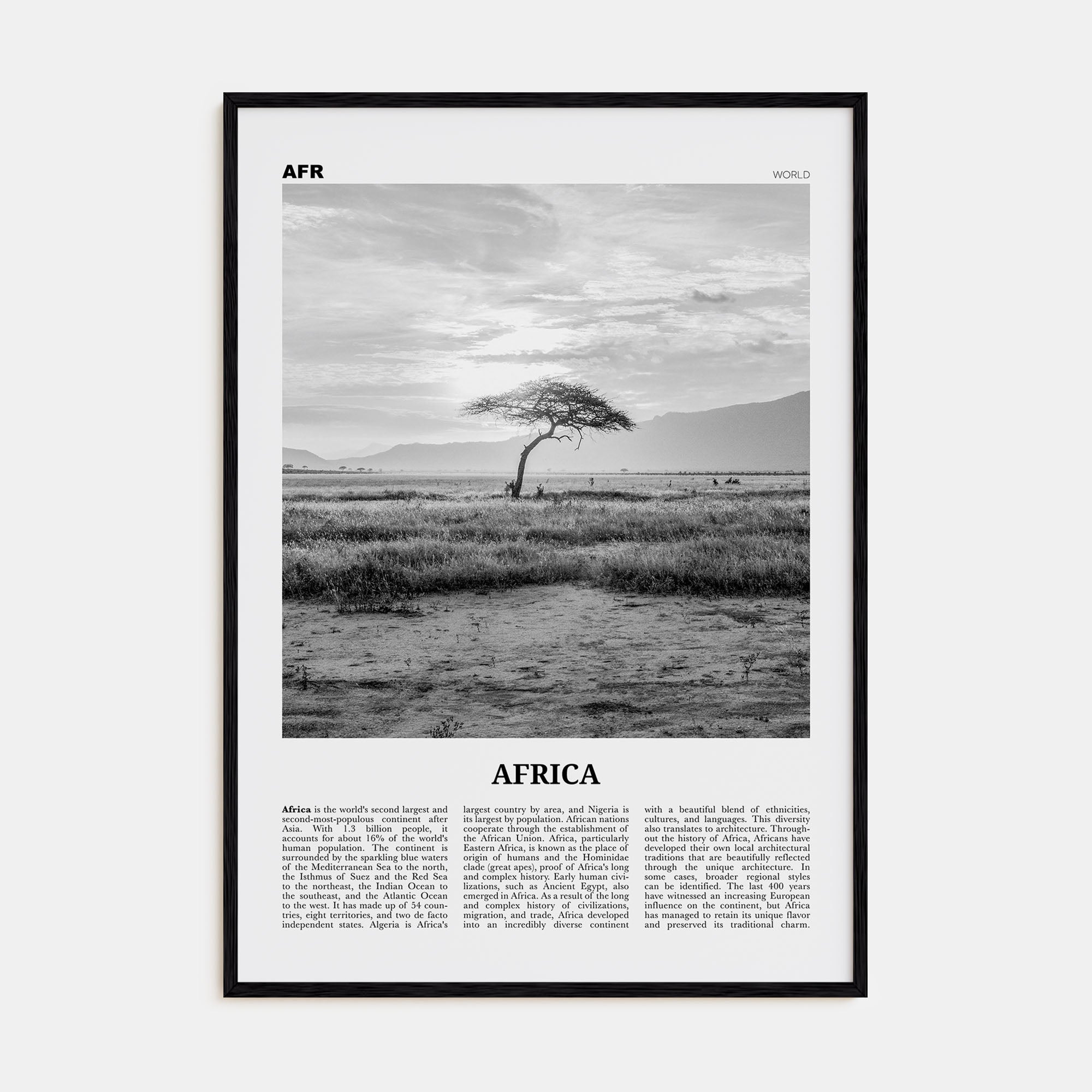 Africa Travel B&W Poster