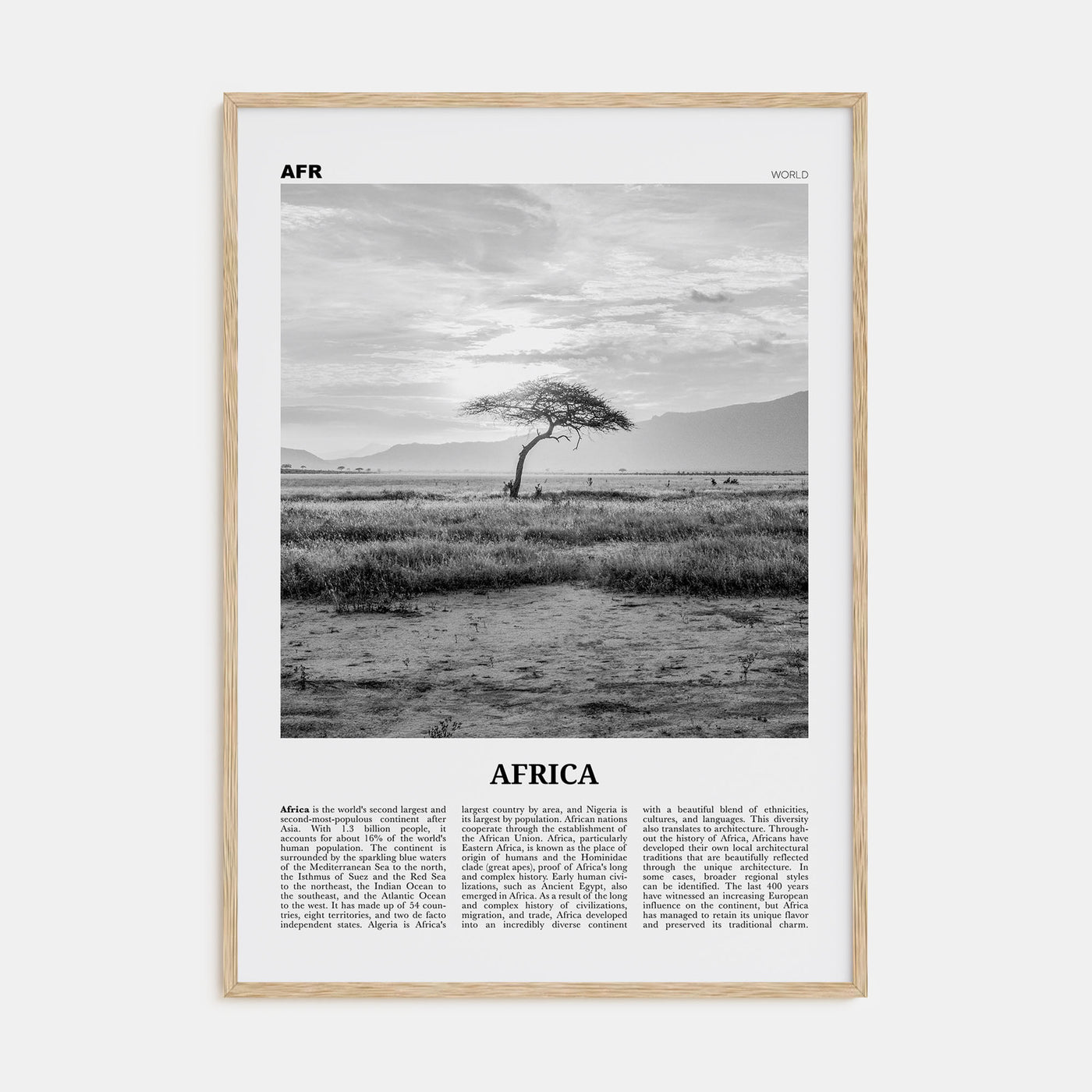 Africa Travel B&W Poster