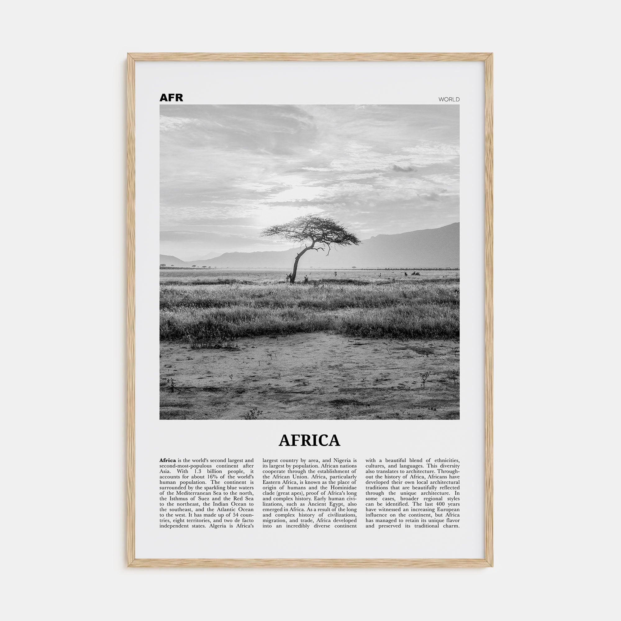 Africa Travel B&W Poster