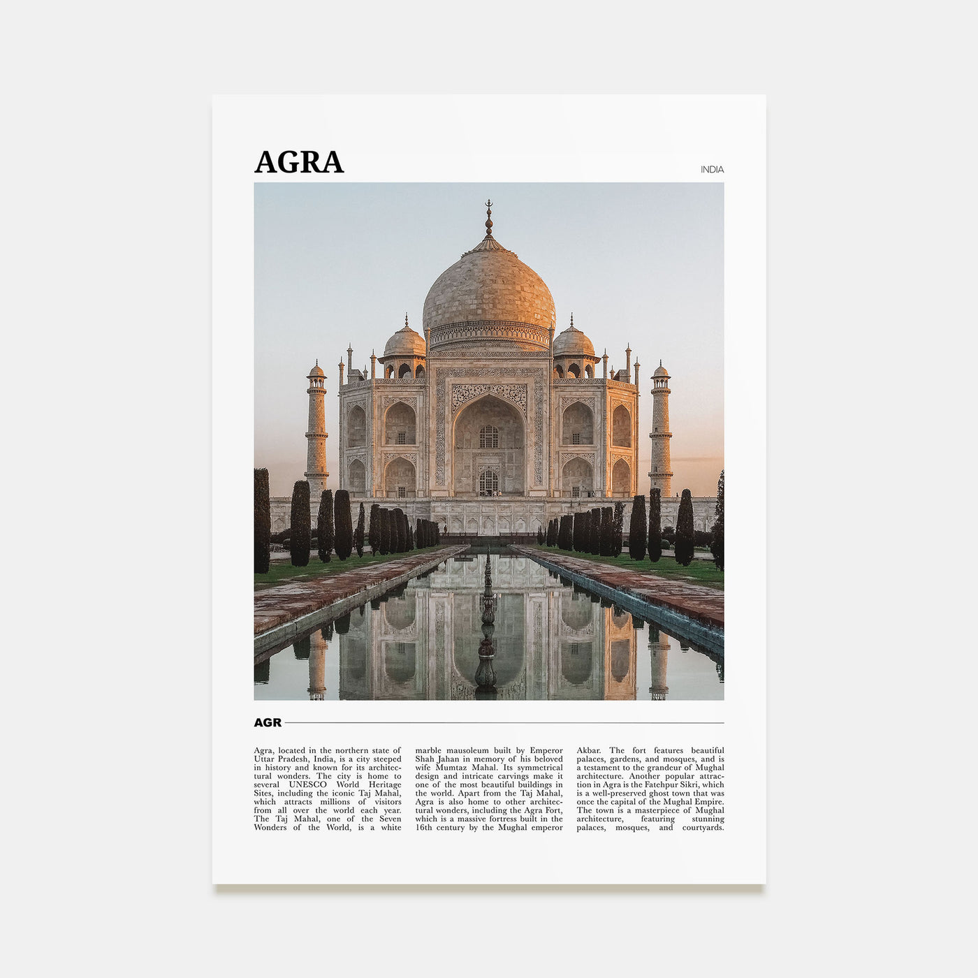 Agra Travel Color Poster