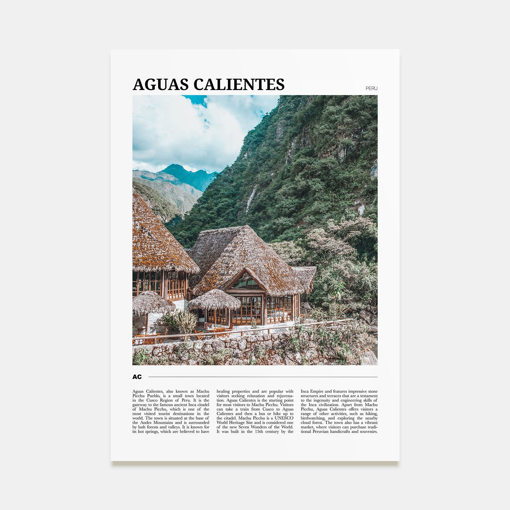 Aguas Calientes Travel Color Poster