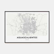 Aguascalientes Map Landscape Poster