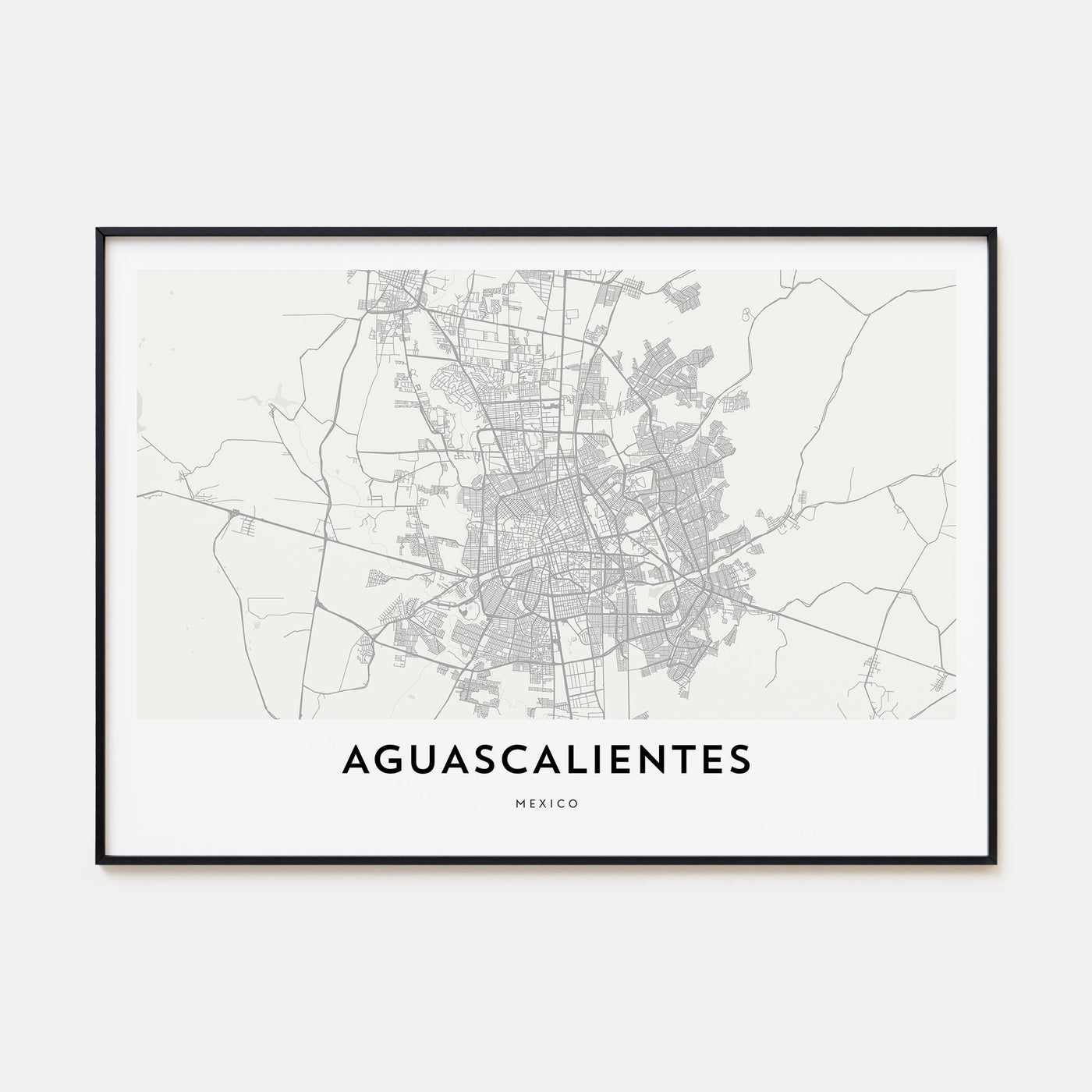 Aguascalientes Map Landscape Poster
