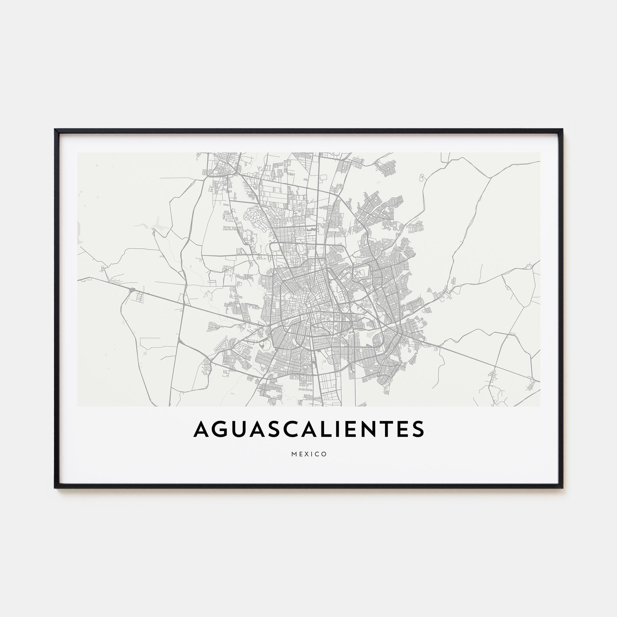 Aguascalientes Map Landscape Poster