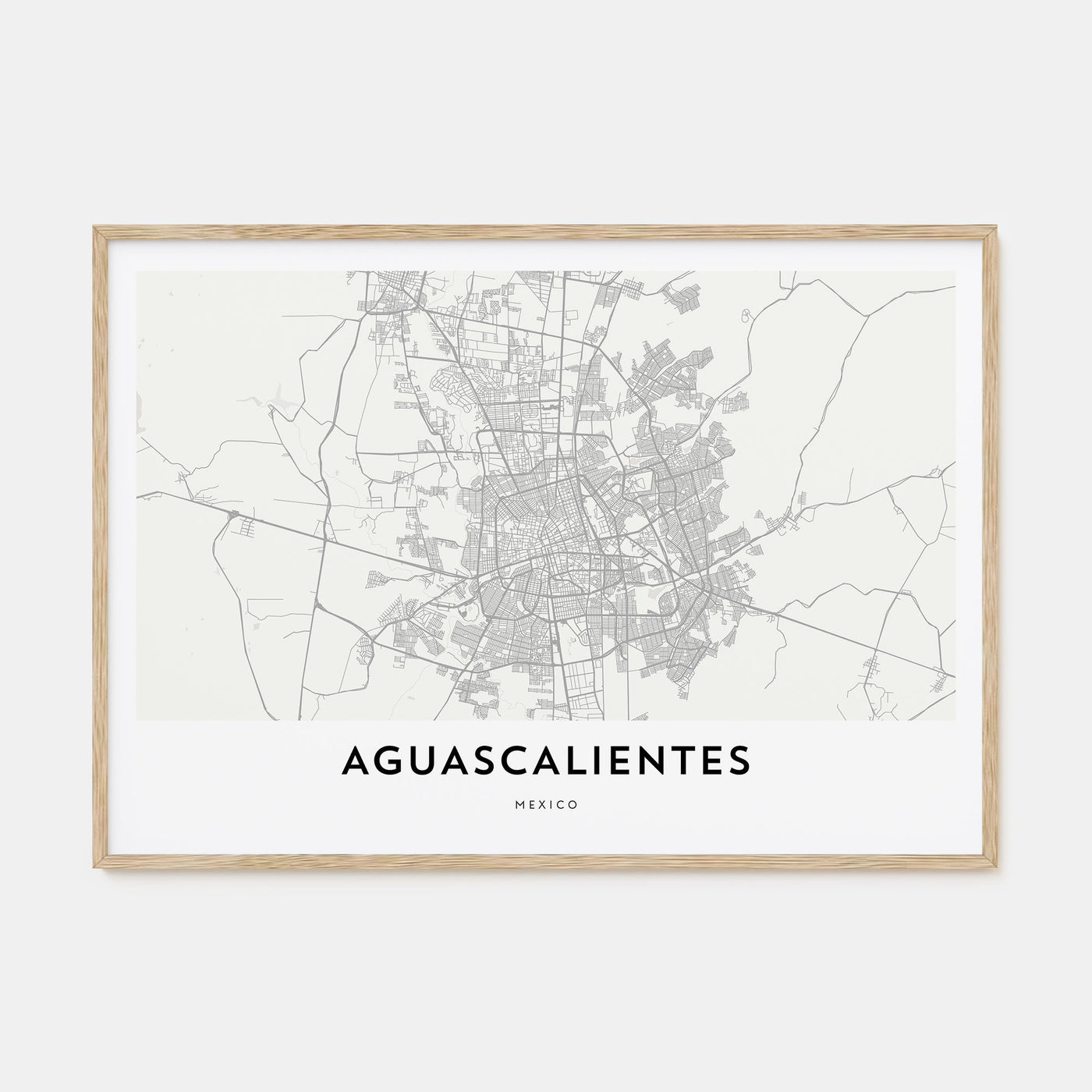 Aguascalientes Map Landscape Poster