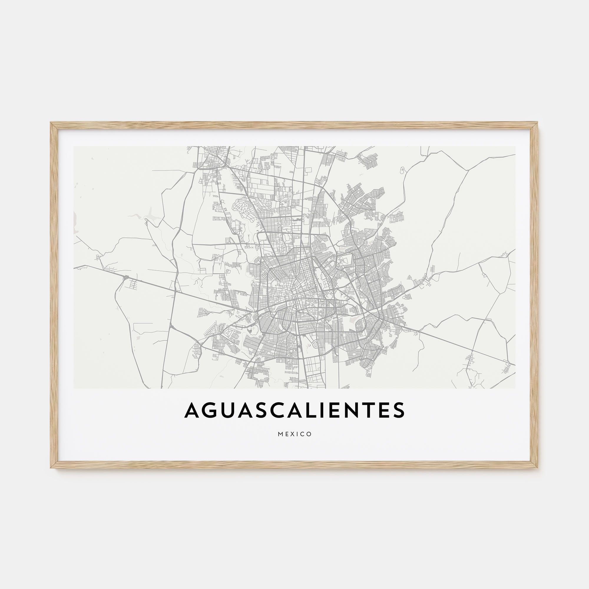 Aguascalientes Map Landscape Poster