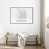 Aguascalientes Map Landscape Poster