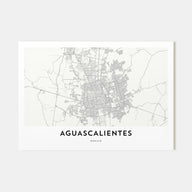 Aguascalientes Map Landscape Poster