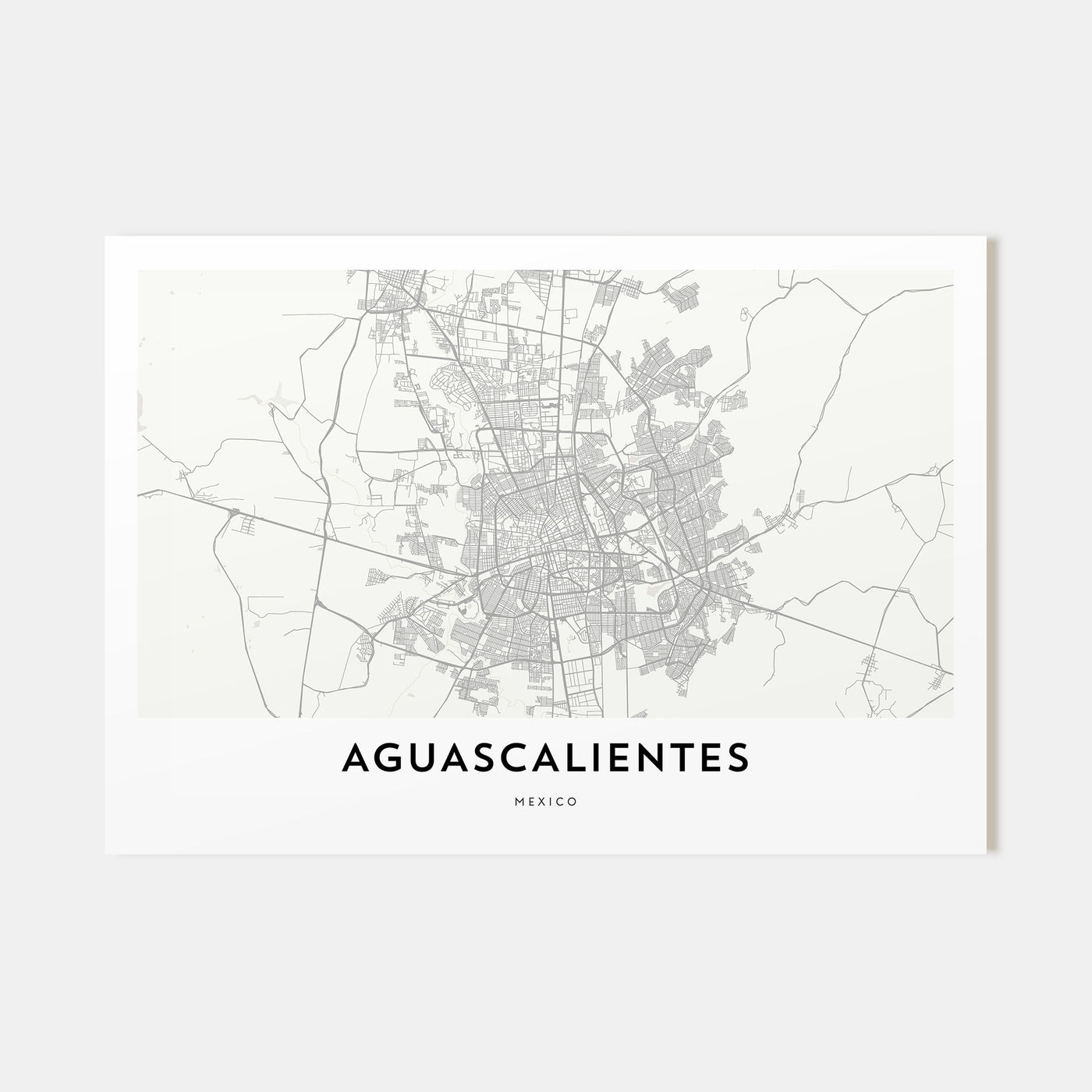 Aguascalientes Map Landscape Poster