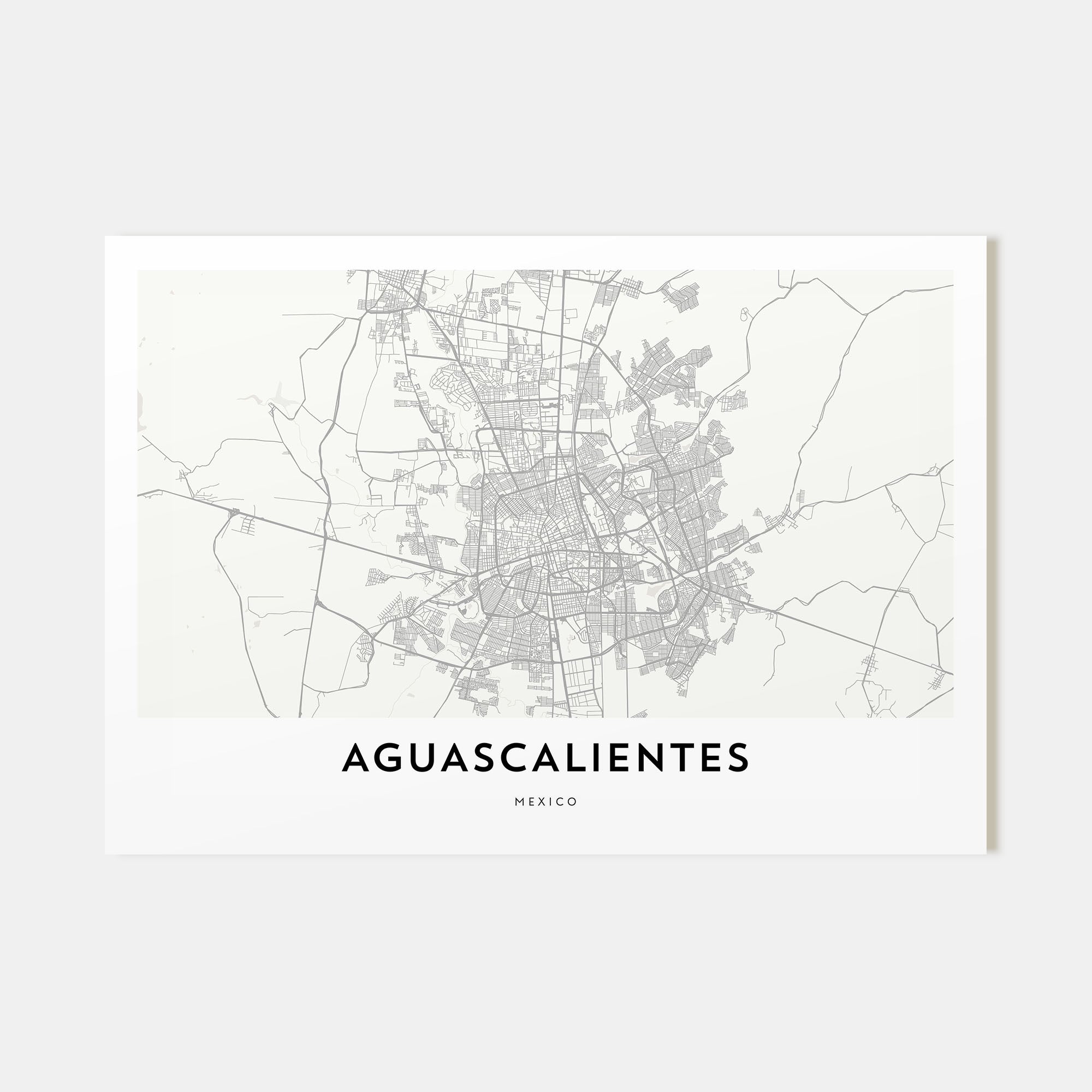 Aguascalientes Map Landscape Poster