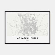 Aguascalientes Map Landscape Poster
