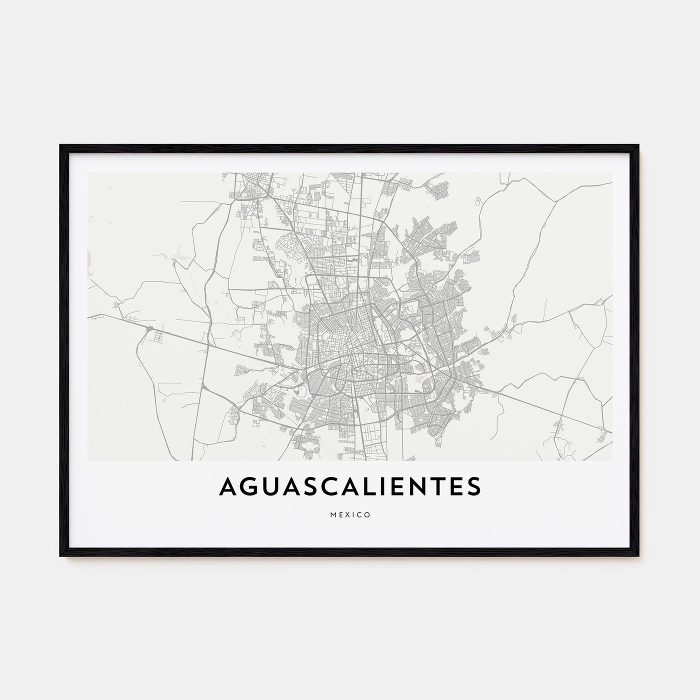 Aguascalientes Map Landscape Poster