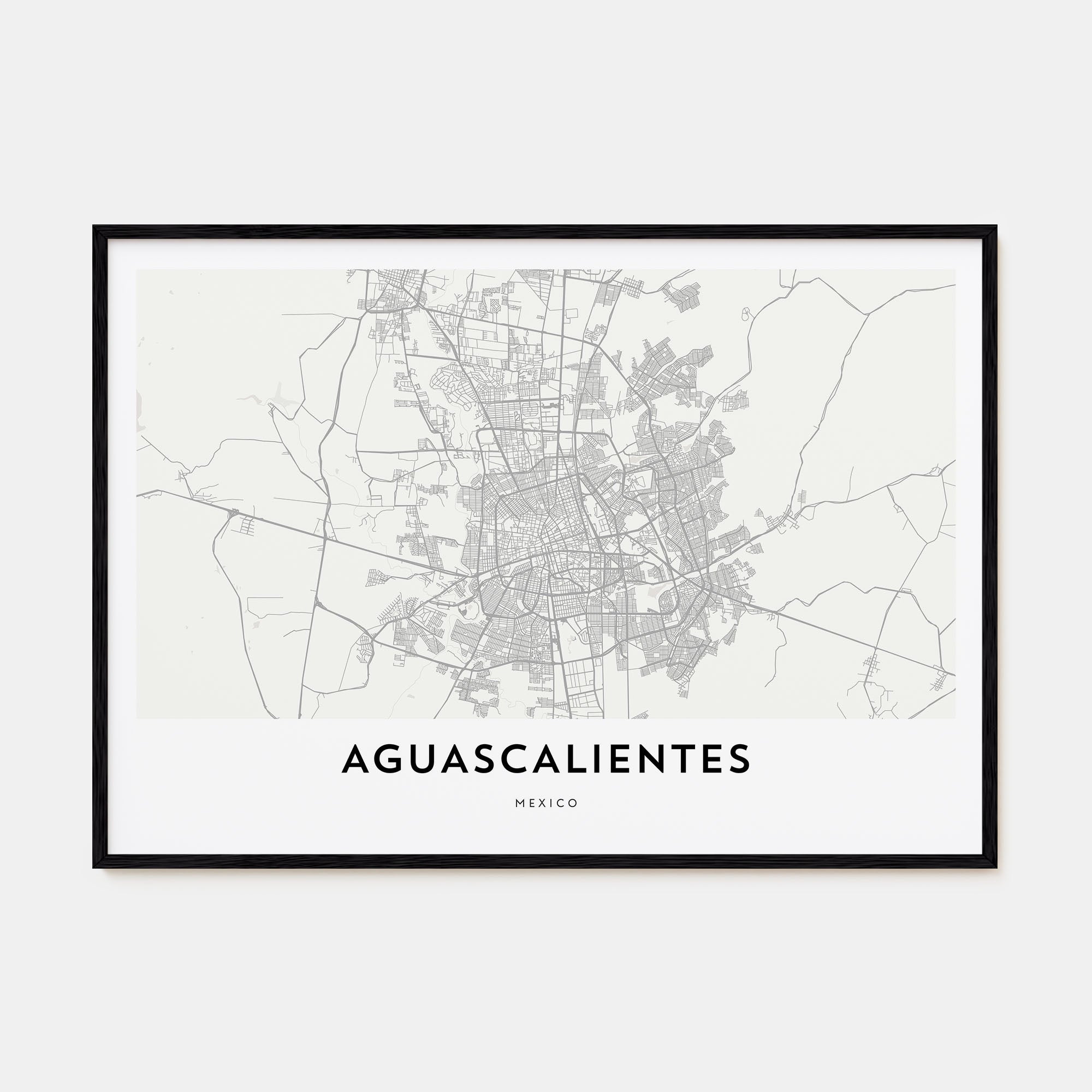 Aguascalientes Map Landscape Poster