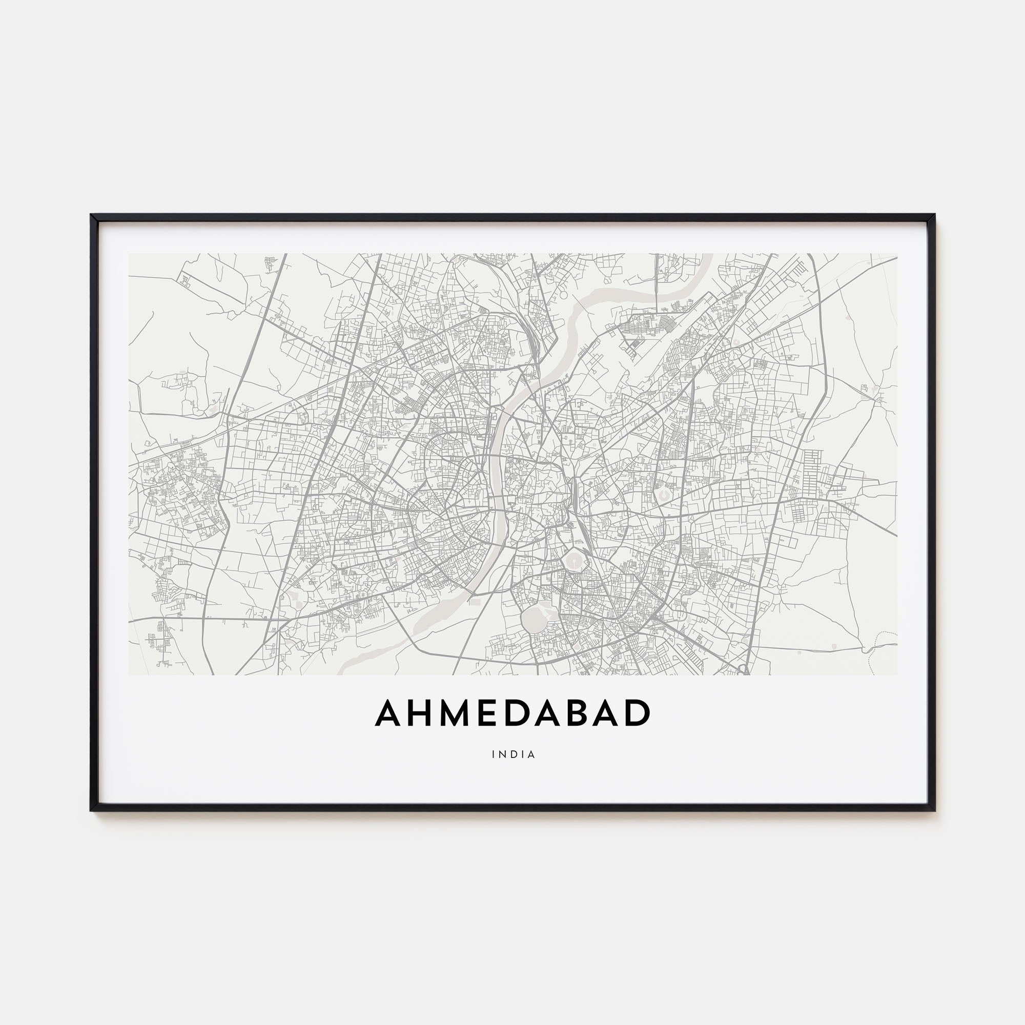 Ahmedabad Map Landscape Poster