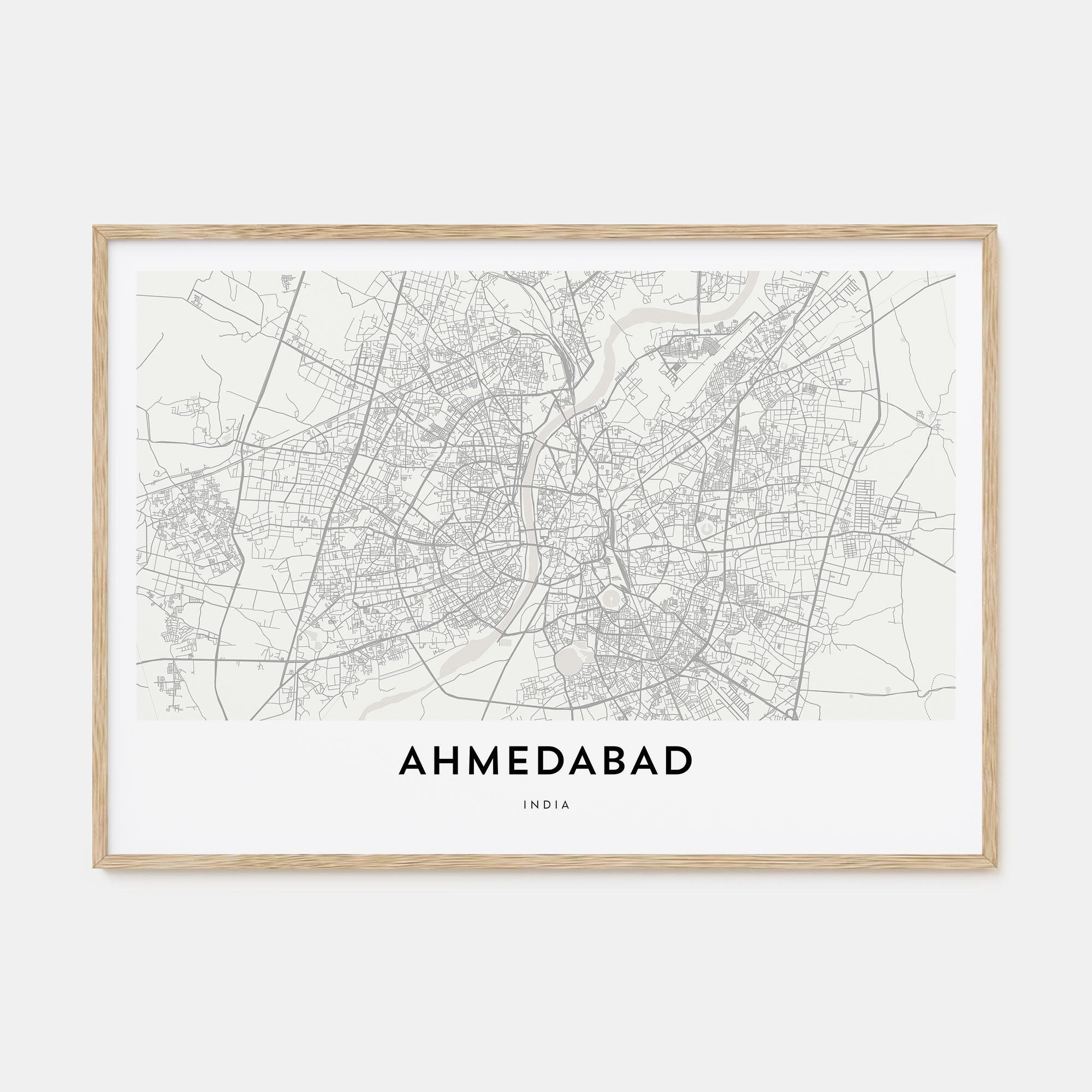 Ahmedabad Map Landscape Poster