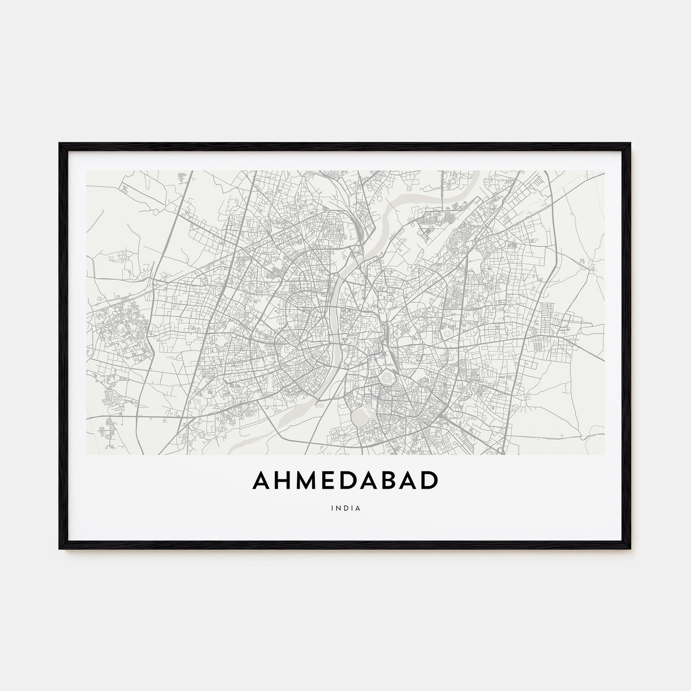 Ahmedabad Map Landscape Poster