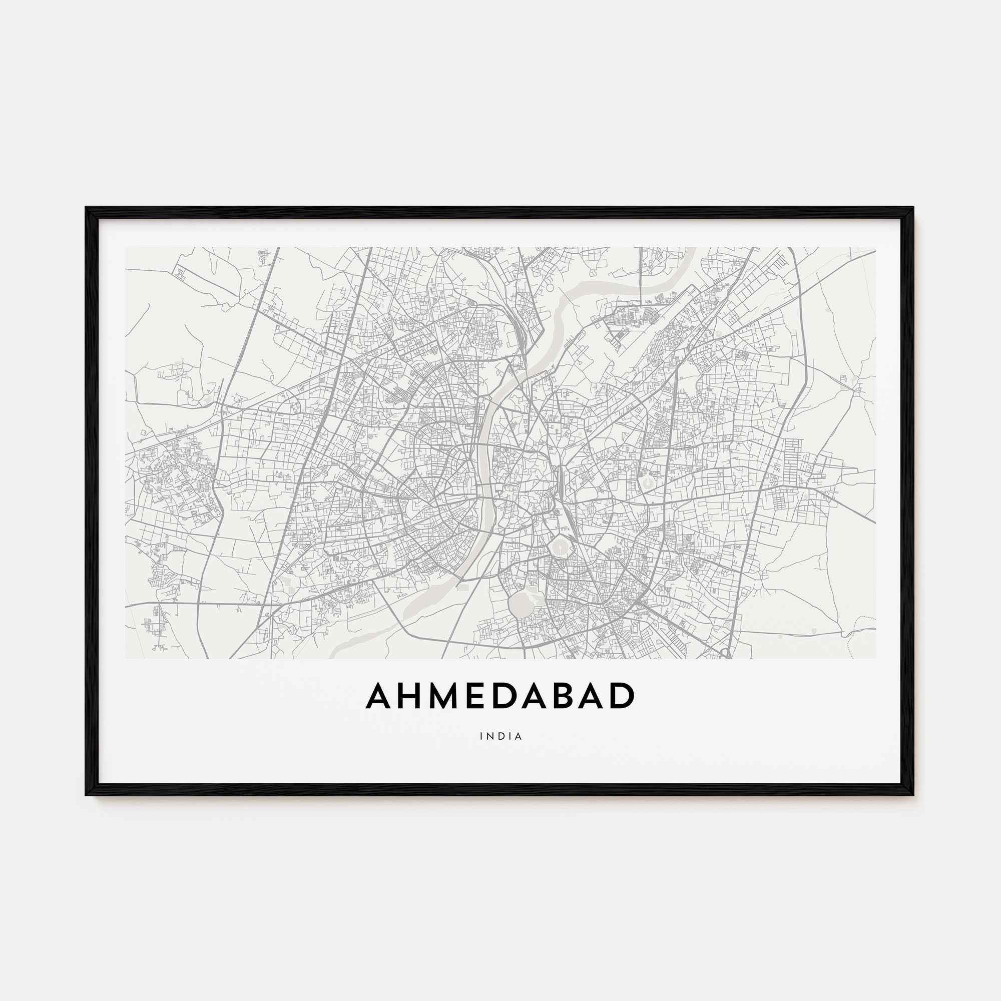 Ahmedabad Map Landscape Poster