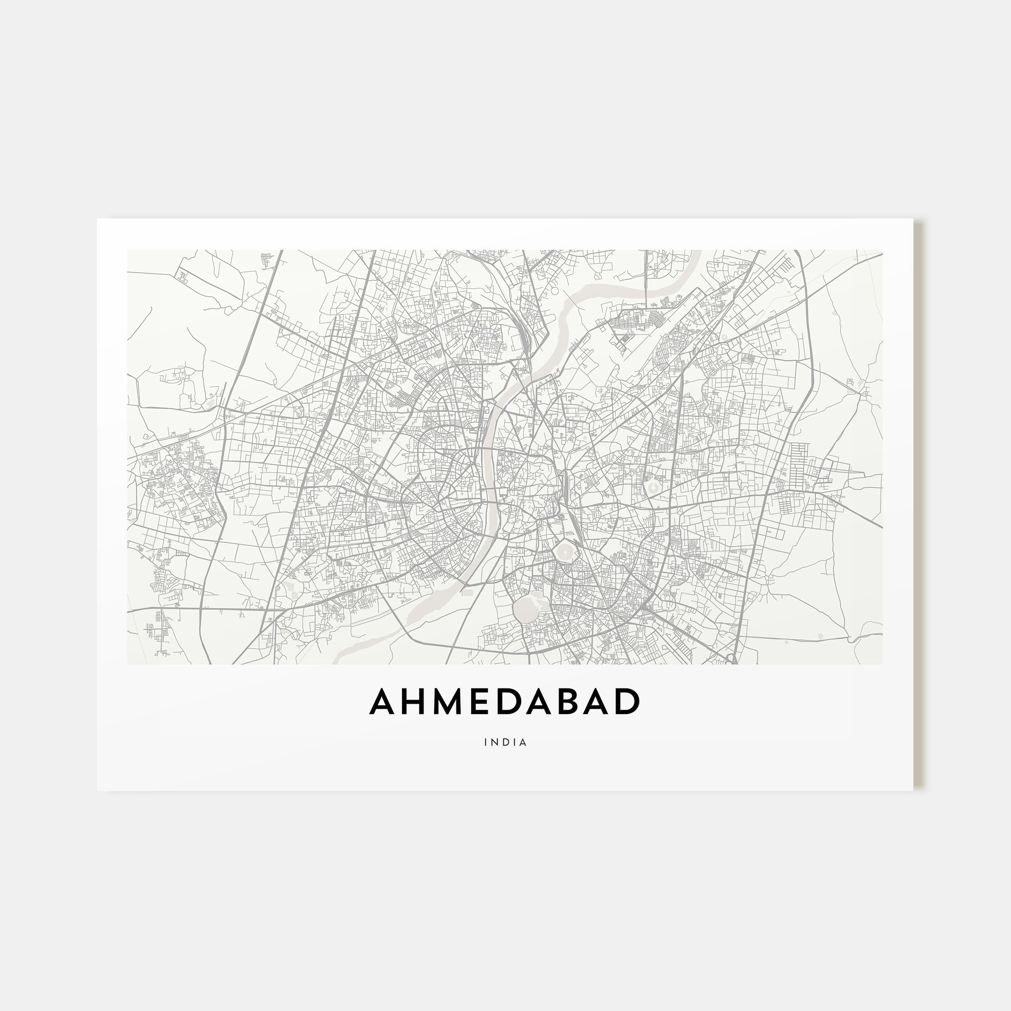 Ahmedabad Map Landscape Poster