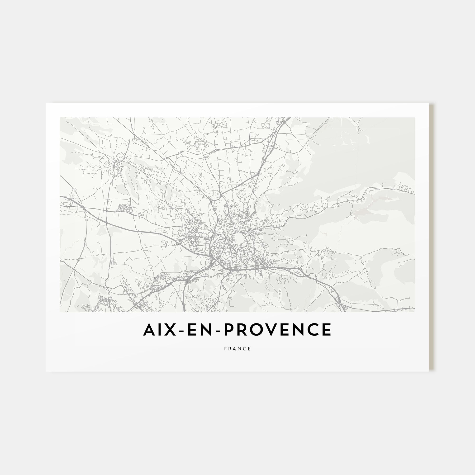 Aix-en-Provence Map Landscape Poster