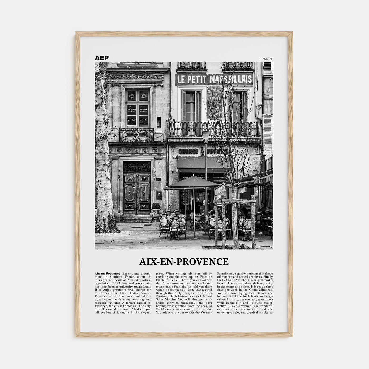Aix-en-Provence Travel B&W No 1 Poster