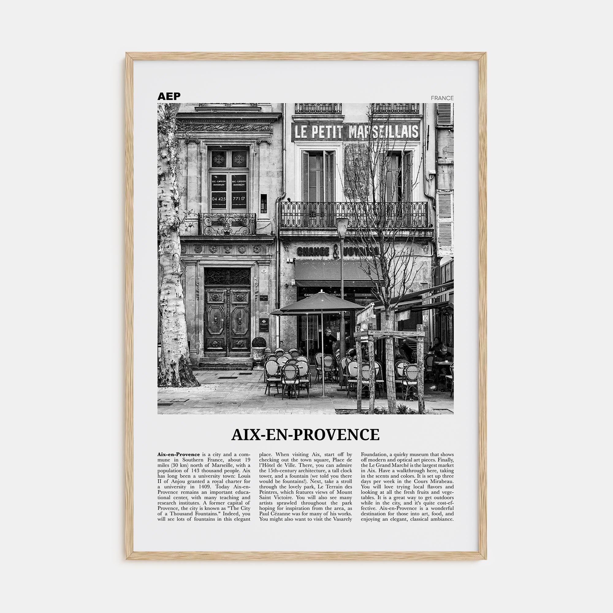Aix-en-Provence Travel B&W No 1 Poster