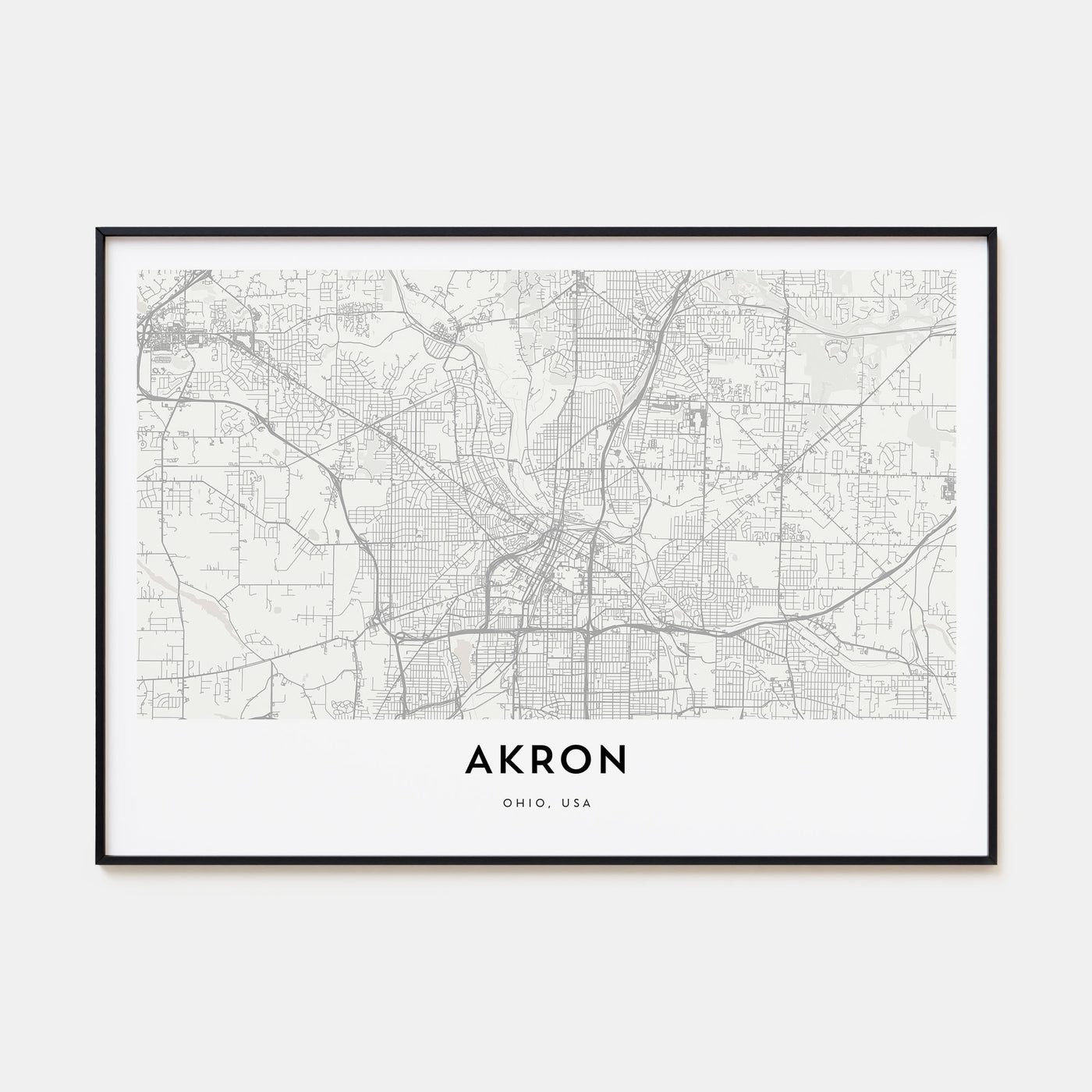 Akron Map Landscape Poster