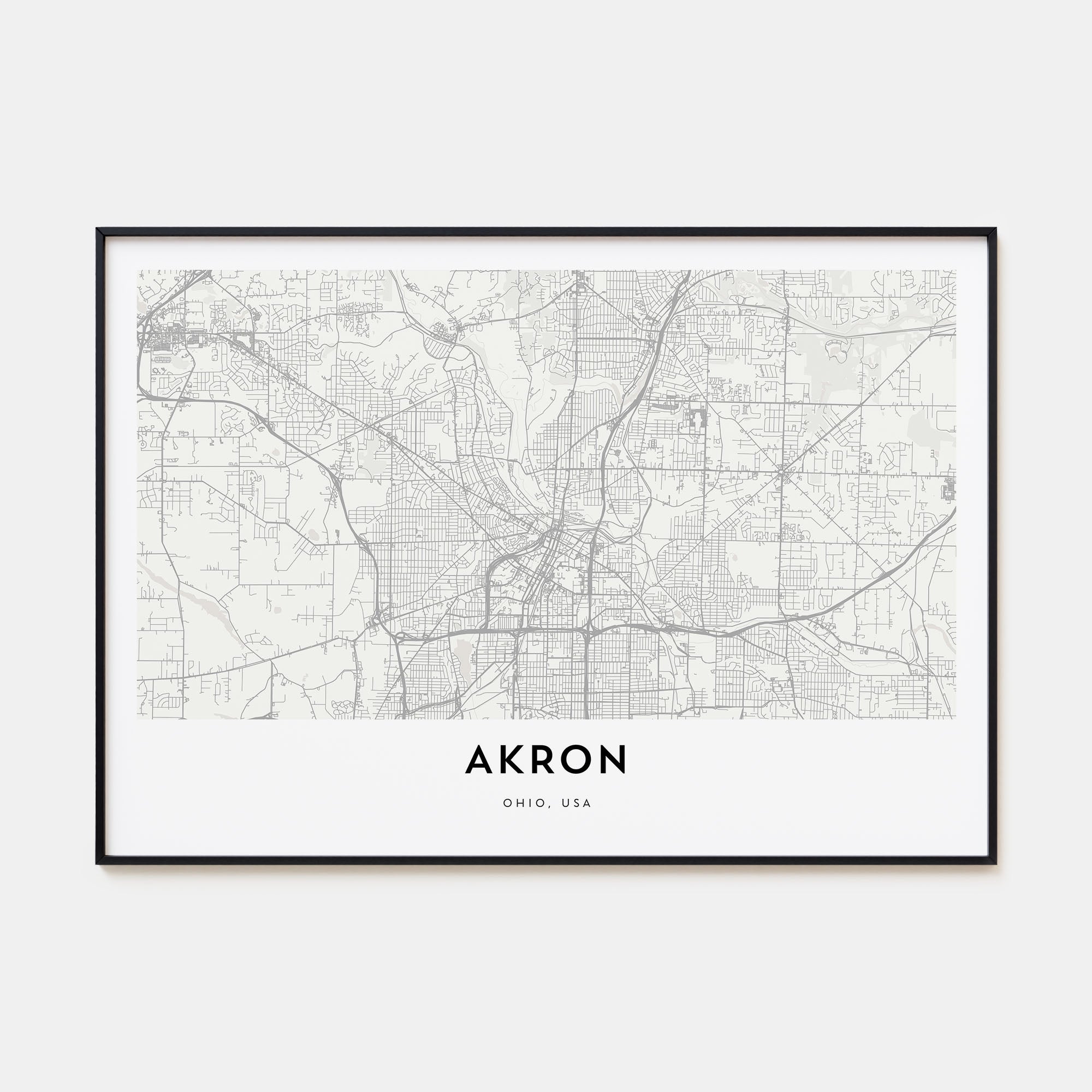 Akron Map Landscape Poster