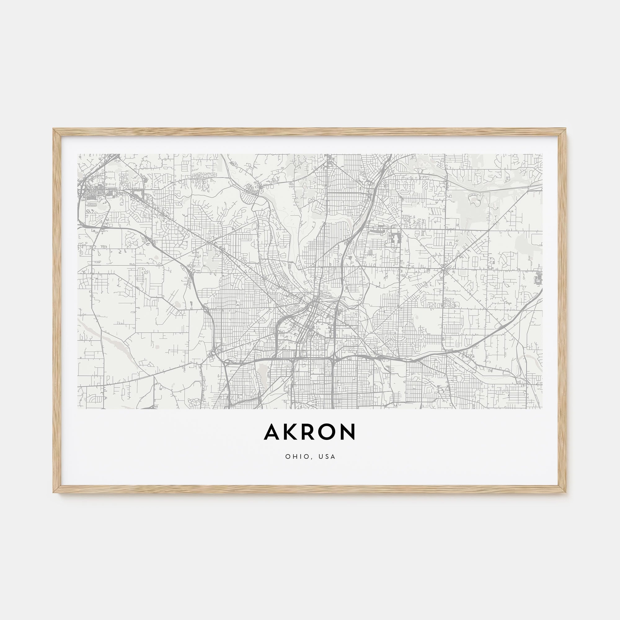 Akron Map Landscape Poster